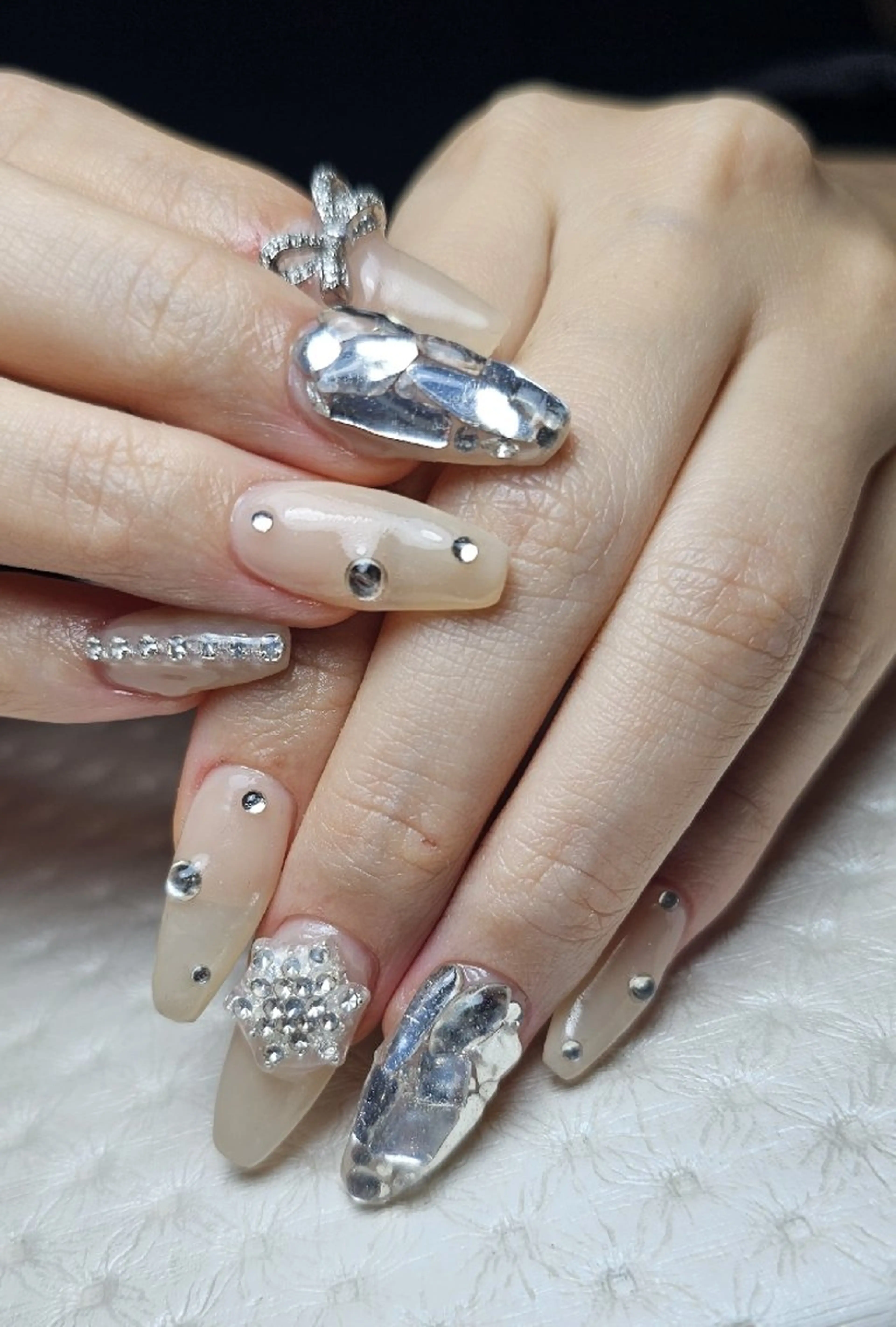 🟤長さだしスカルプ➡️ジェル長さ出しワンカラー＋パーツ付け放題 ✨2色まで[オフのみ+30分] All-you💎の写真