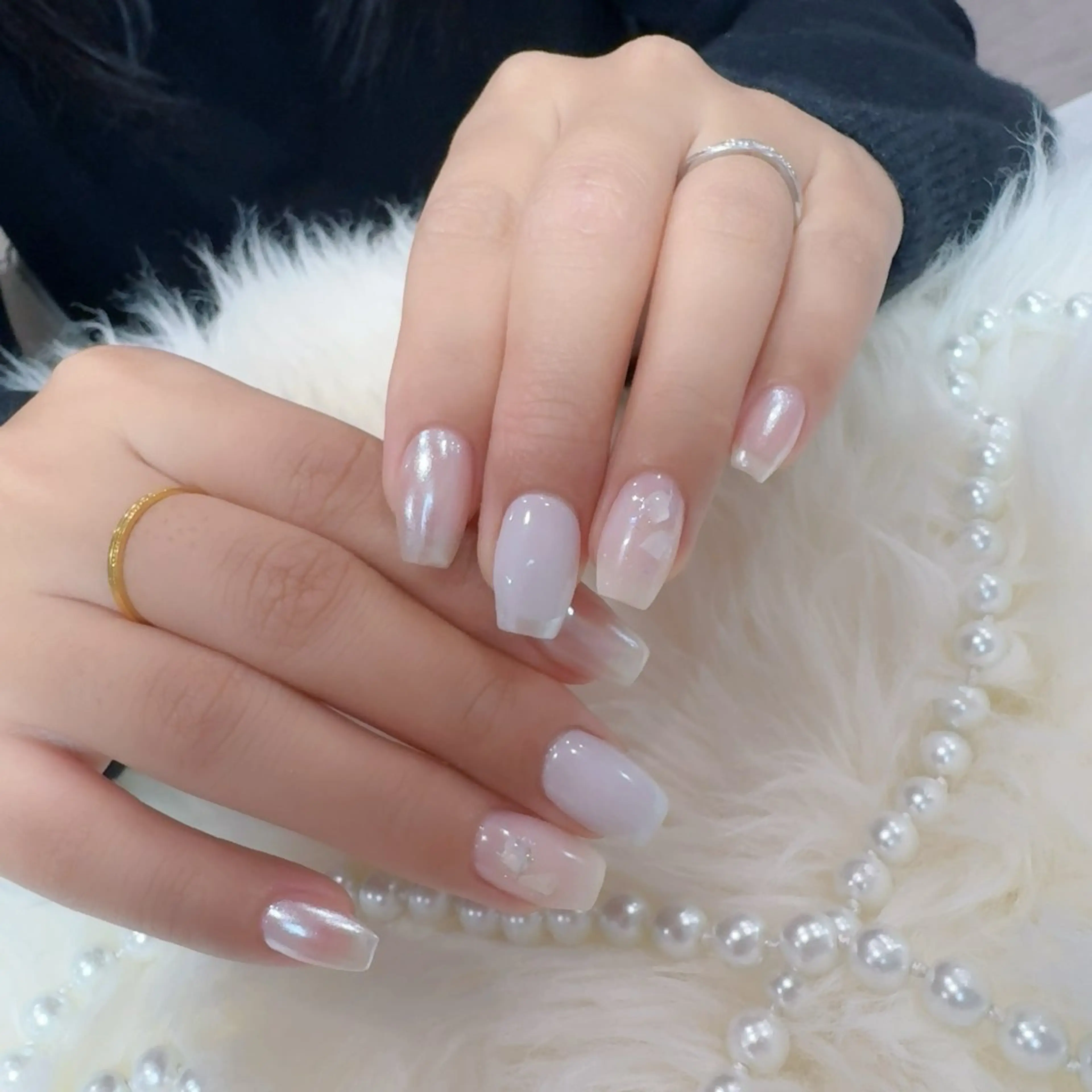 ネイル アートネイル フラッシュネイル フレンチネイル ジェルネイル ガラスフレンチ You&Me Yukiのネイルデザイン