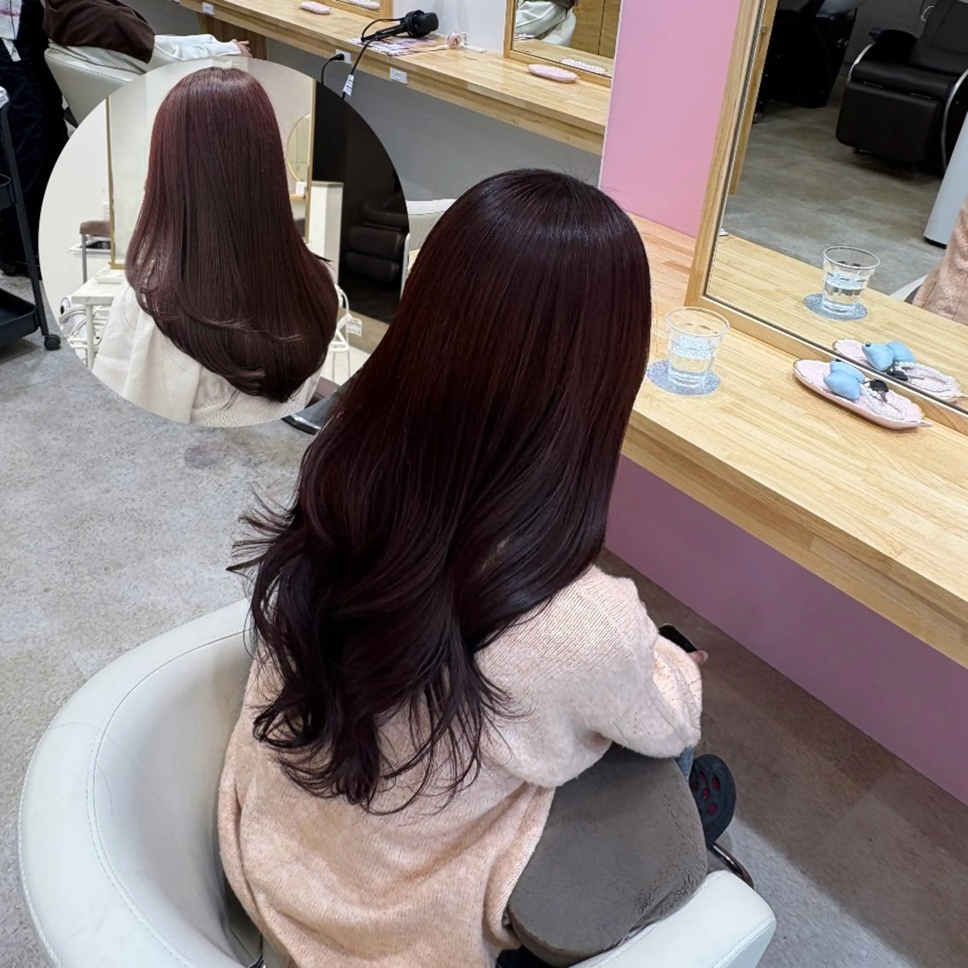 ロング カラー カシス ピンクカラー ヘアカラー 顔まわり/透け感 カラー/青栁優🔆のヘアスタイル