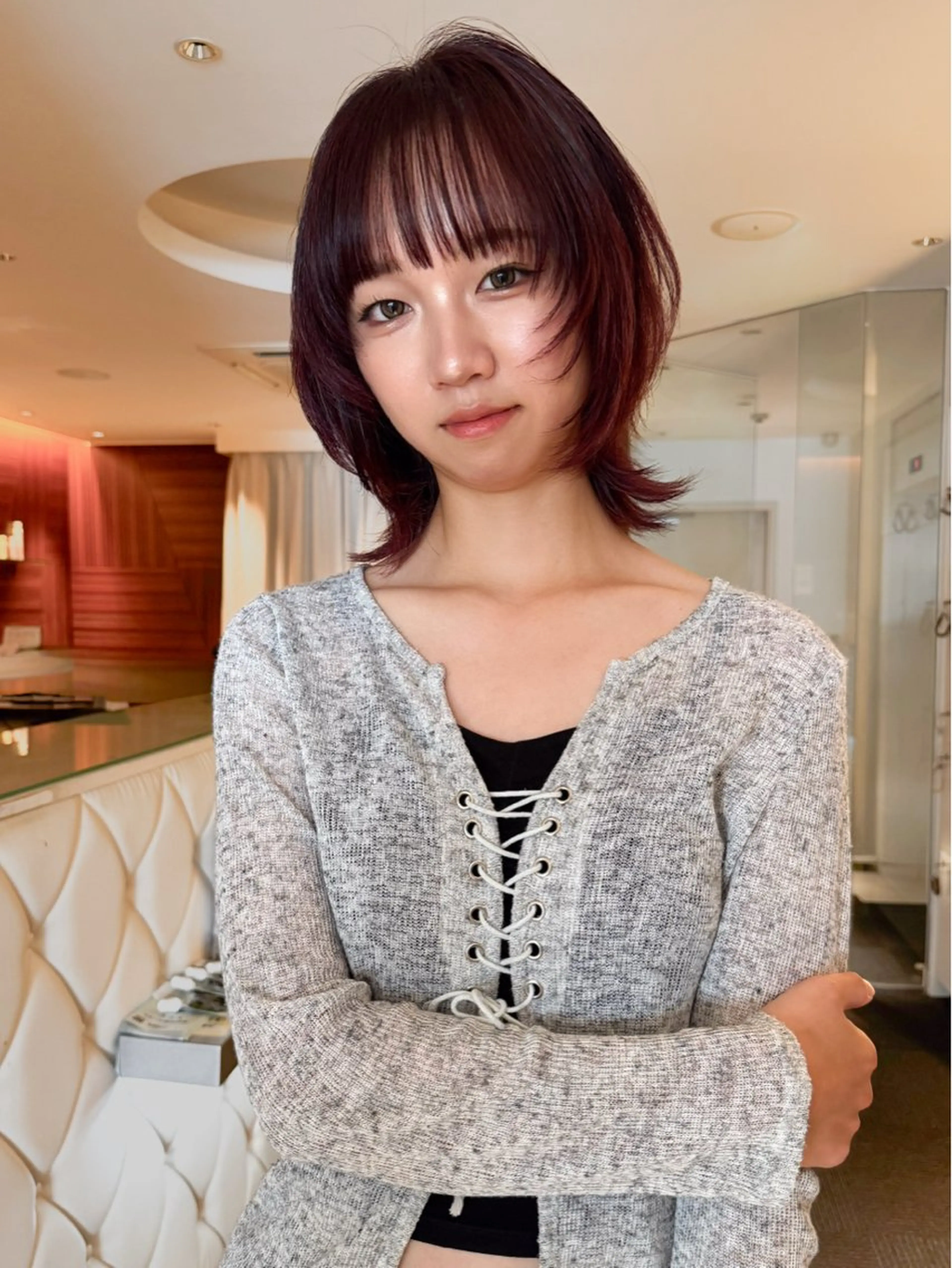 ミディアム ボブ ウルフカット ウルフボブ モデル募集/山田蓮/ レイヤーボブのヘアスタイル