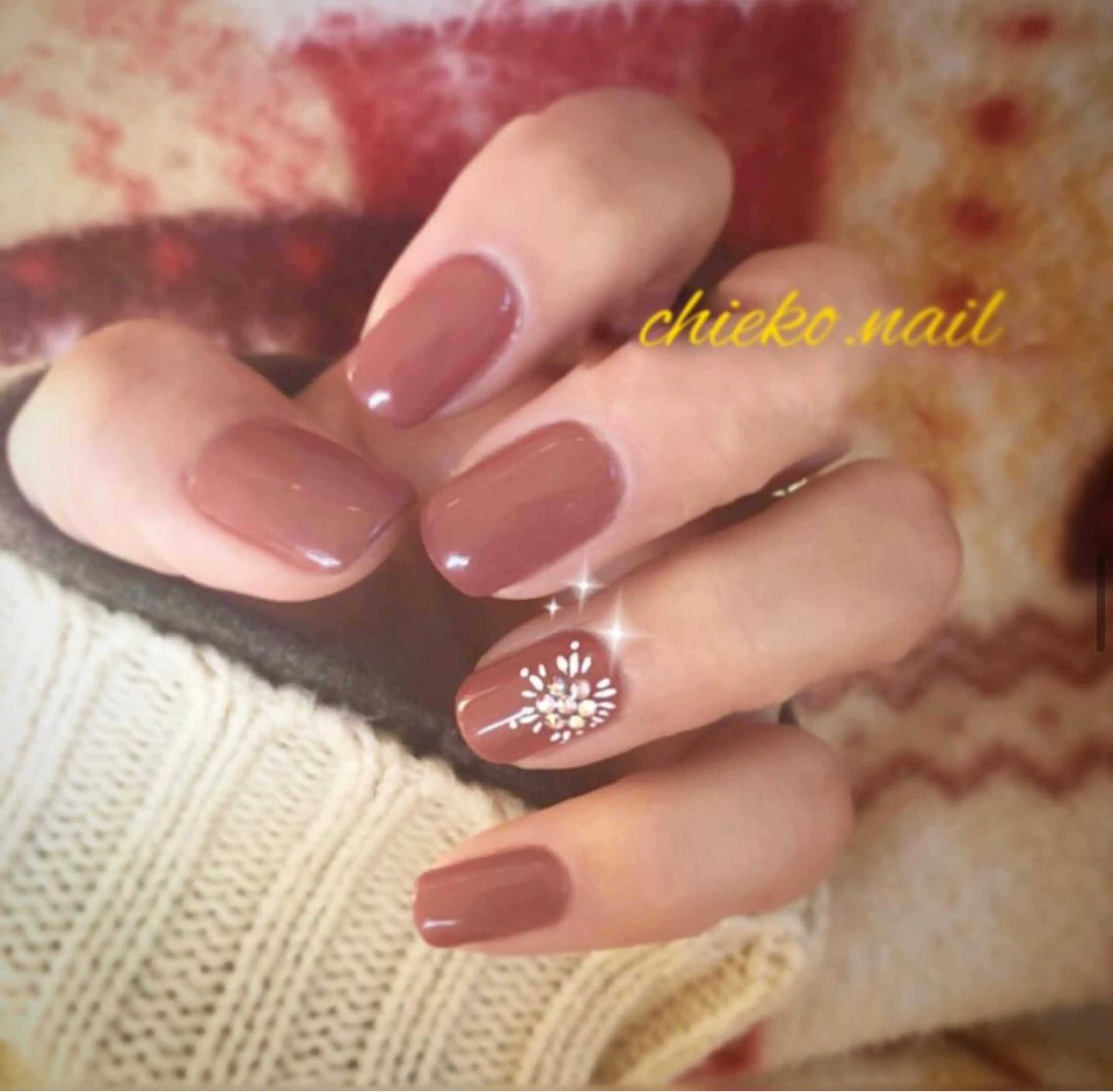 ネイル ブラウン 冬ネイル chieko'nail所属・CHILL NAIL 読谷のネイルデザイン