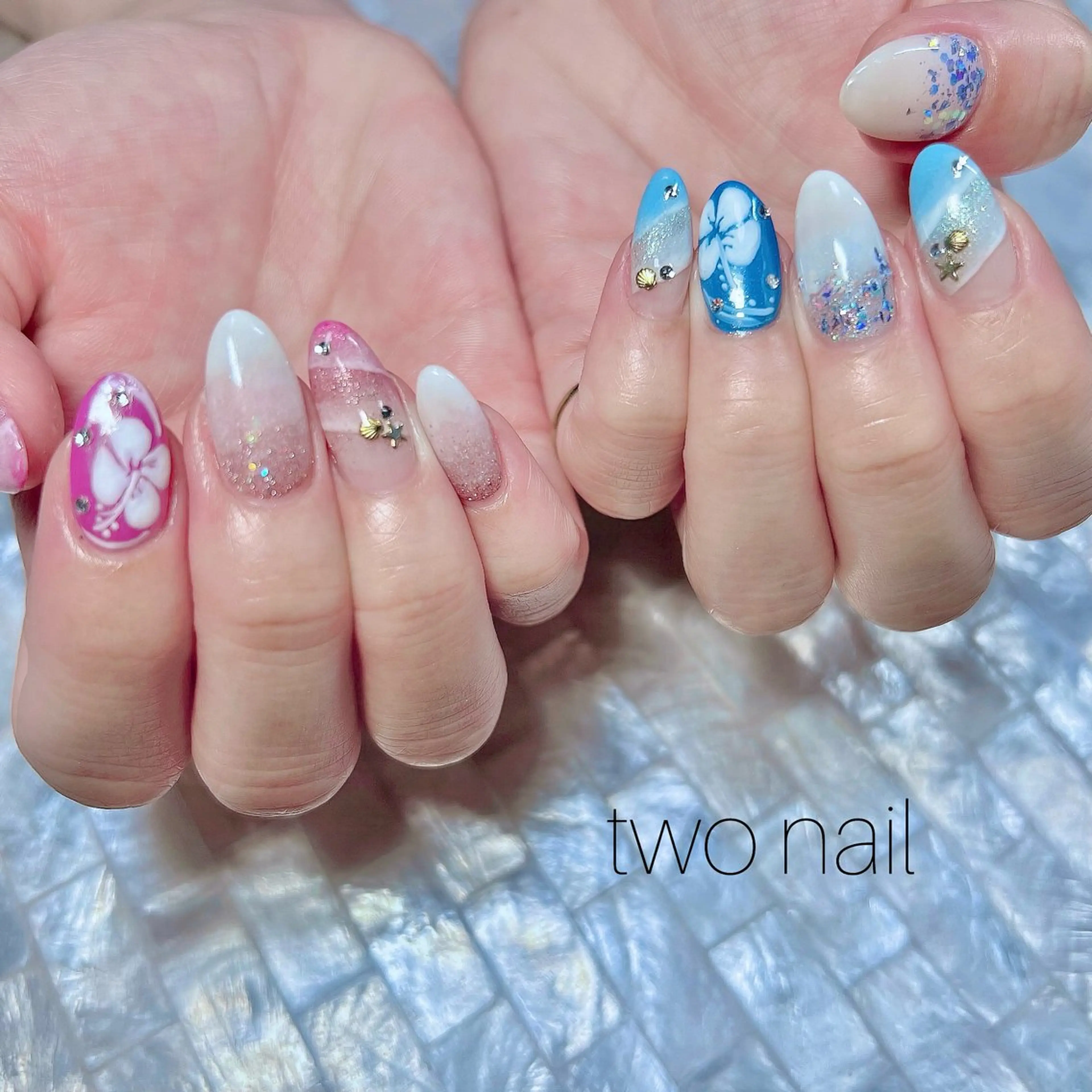 ネイル アートネイル ネイルチップ ホワイト ハンドネイル two nailのネイルデザイン