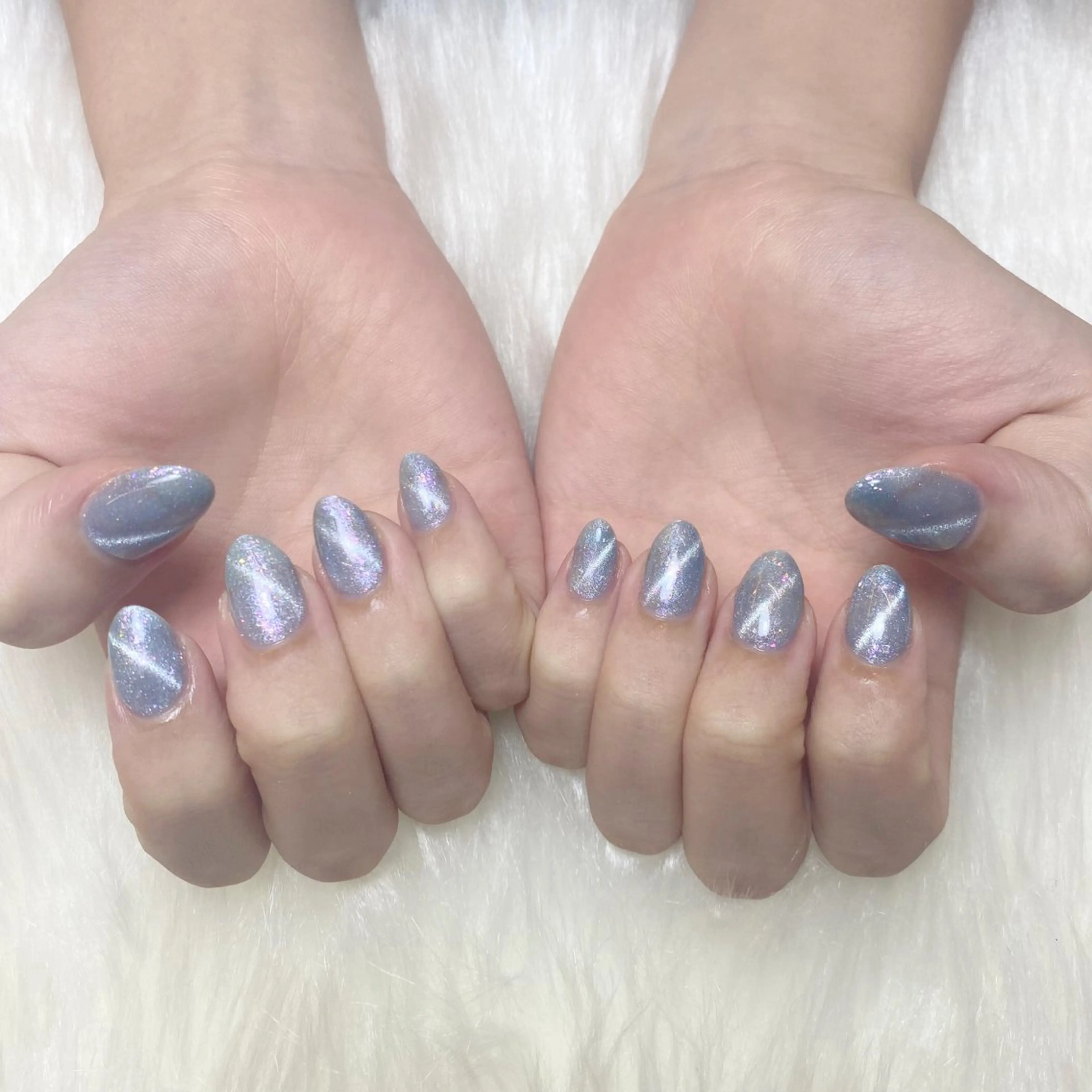 ネイル ブルー 長さ出し フラッシュネイル フットネイル フレンチネイル fein. miku🎀🍼のネイルデザイン