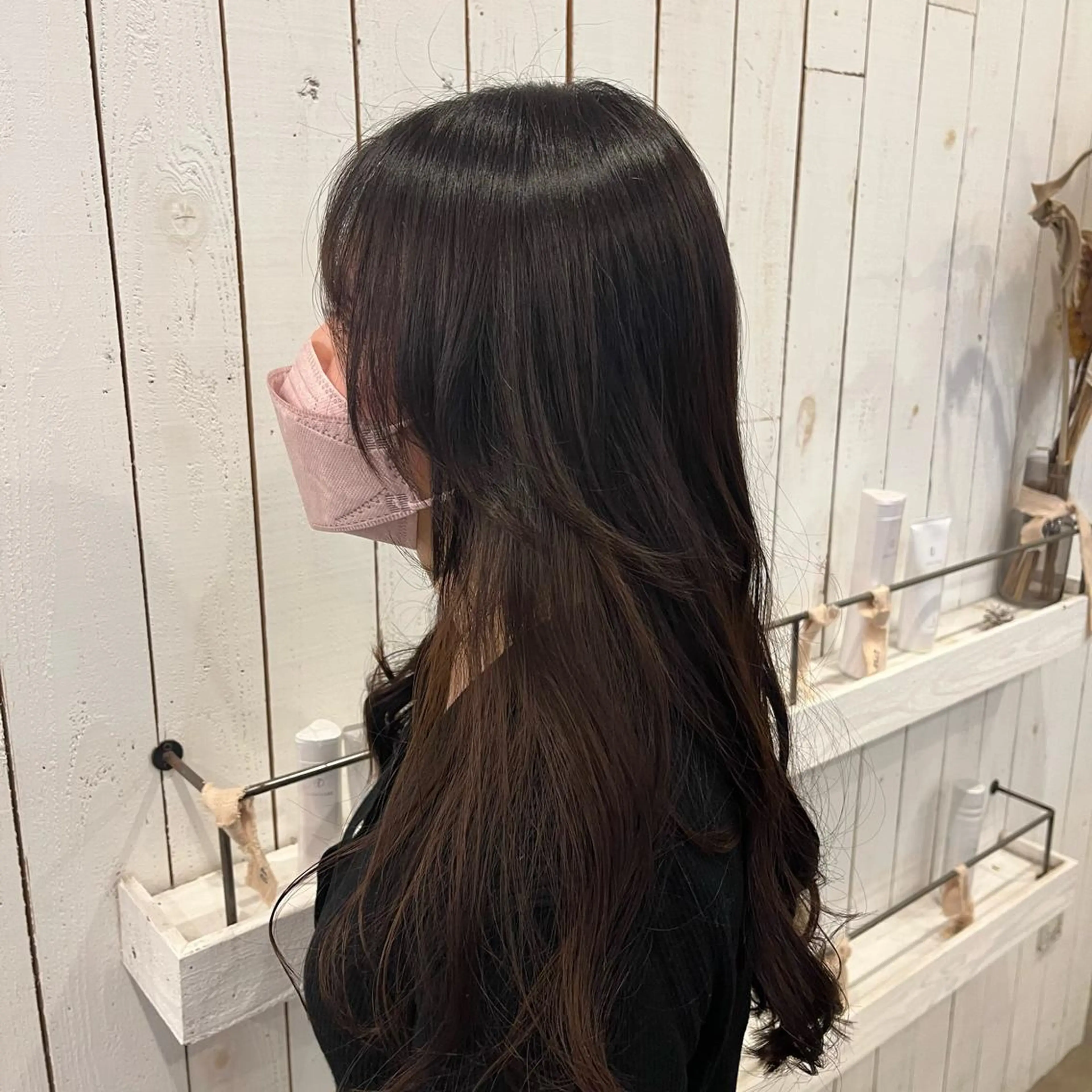 ロング 顔まわりレイヤー レイヤーカット 松本 玲菜のヘアスタイル