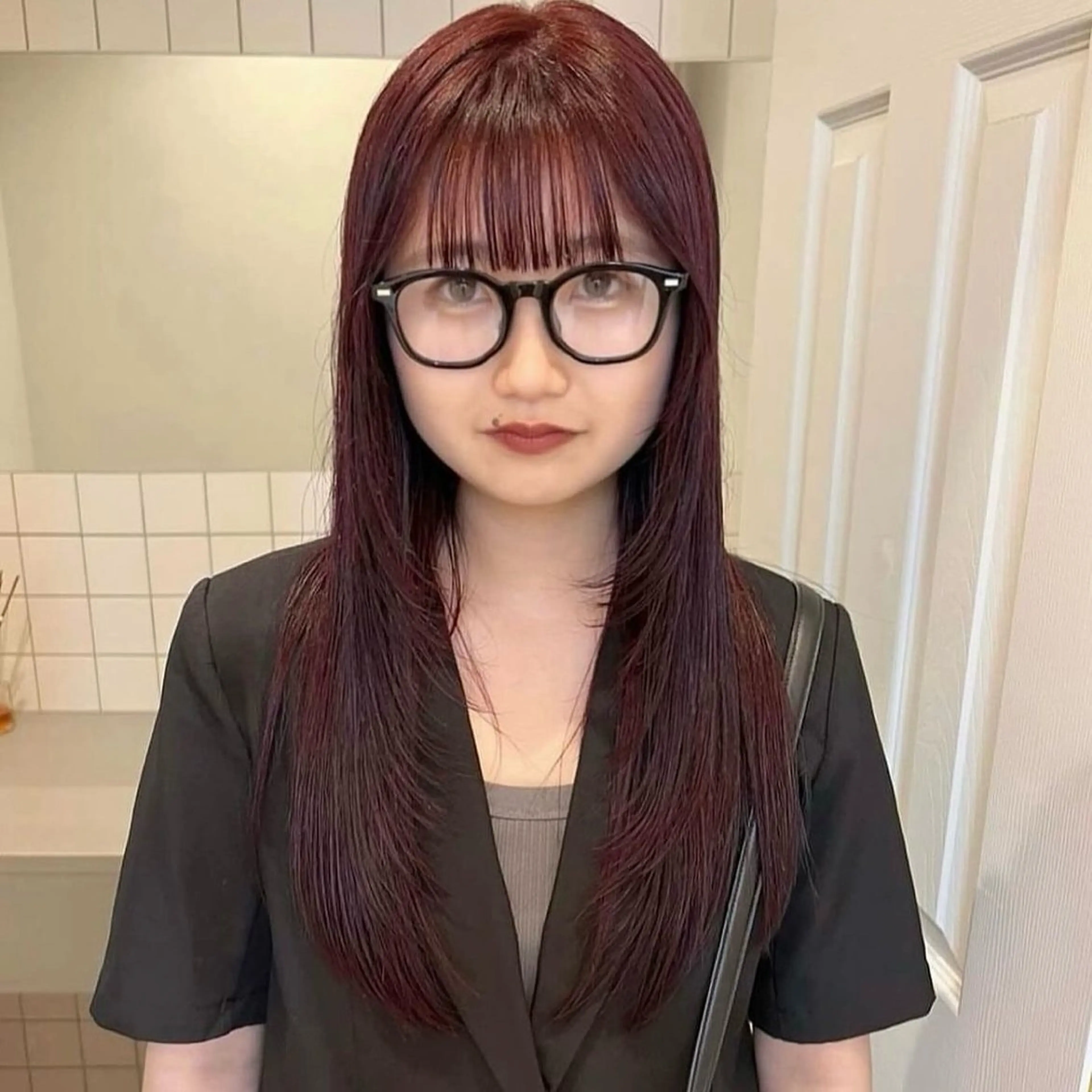 ロング カラー ブリーチ ダブルカラー ブリーチなしカラー レッドカラー カット ヘアカラー arisa/暖色 /伏見/レイヤーのヘアスタイル