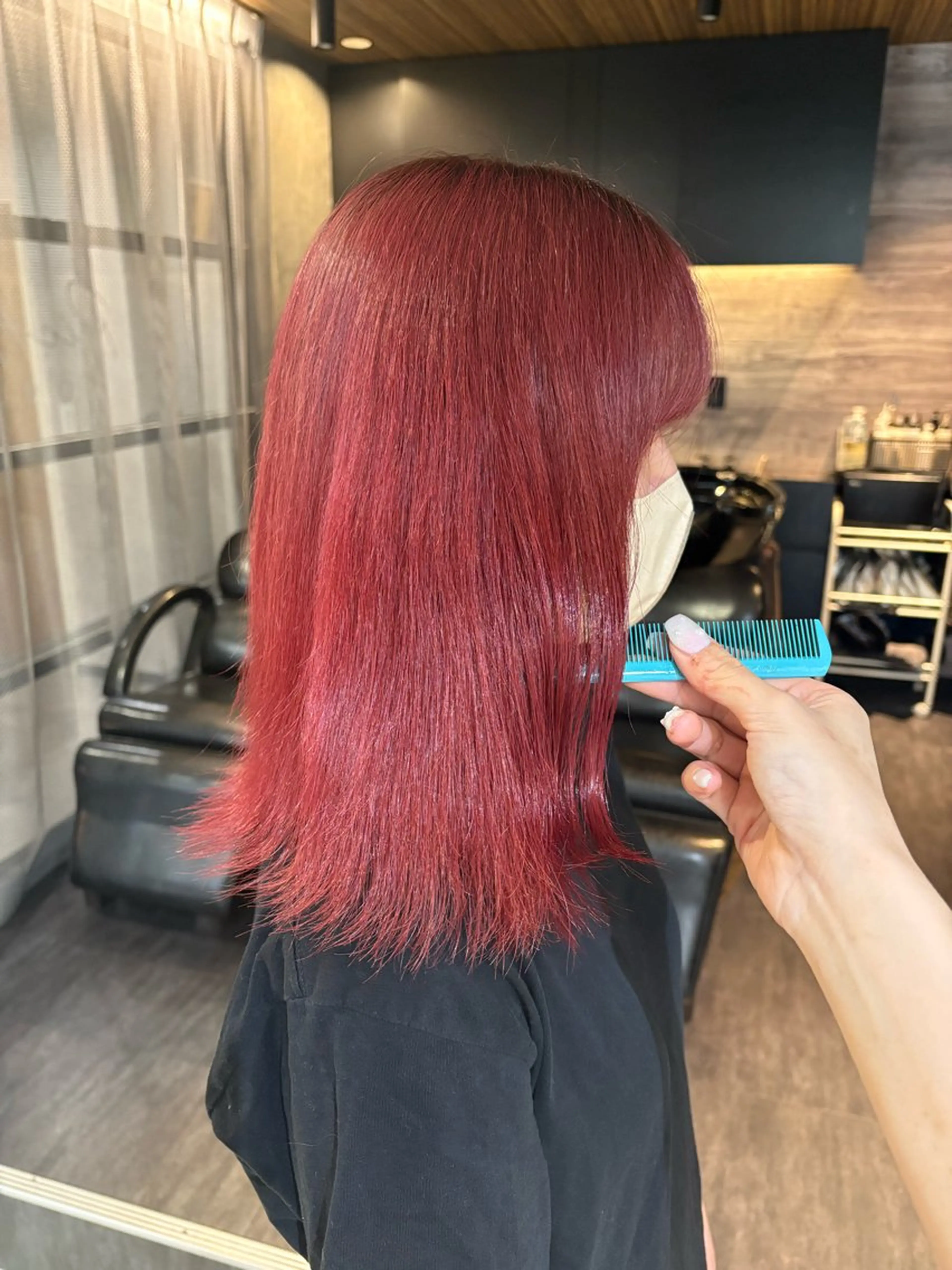 ミディアム ヘアカラー レイヤーカット/韓国 /艶髪/ダブルカラーのヘアスタイル