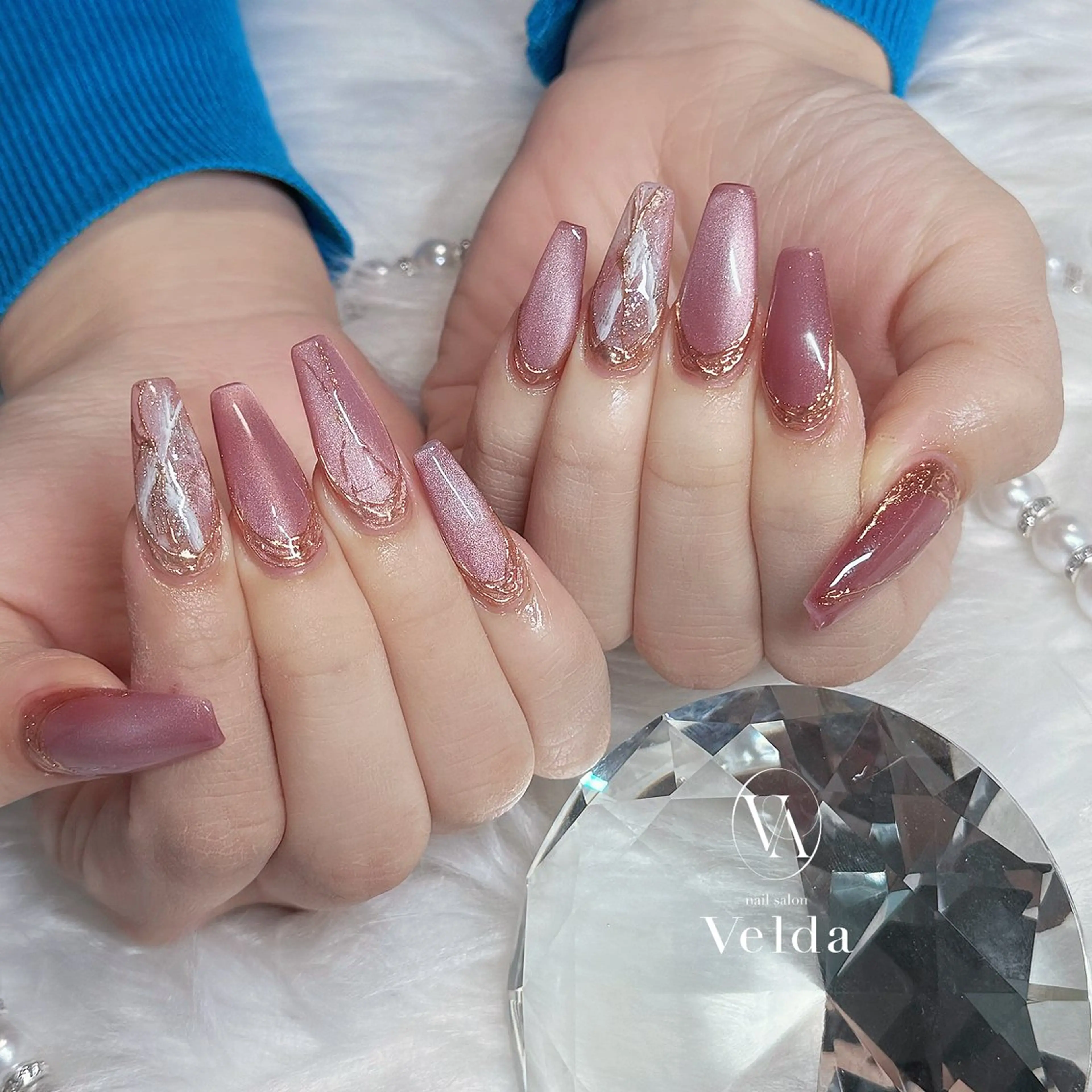 ネイル マグネットネイル 大理石ネイル(マーブル) 💎スカルプ💎 Velda(ベルダ)のネイルデザイン