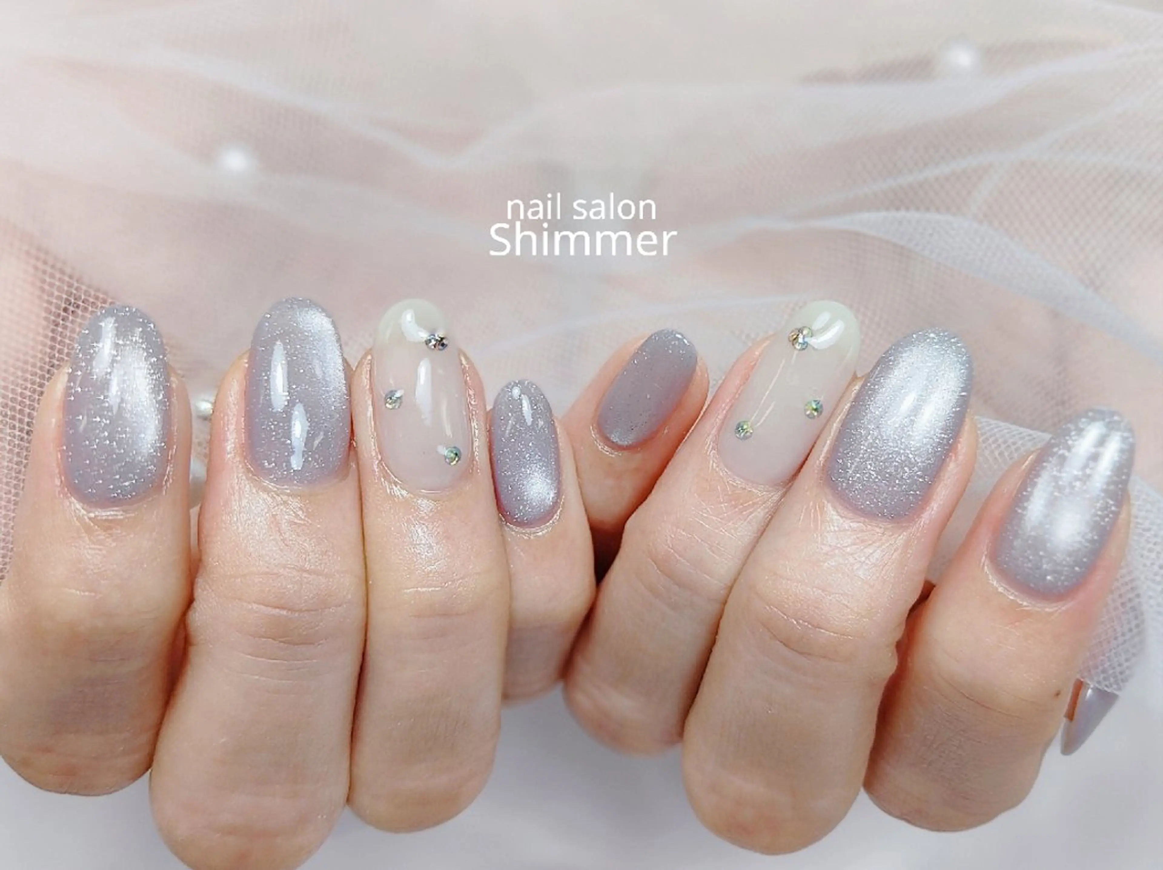 ネイル マグネットネイル ストーンネイル Shimmer Asakoのネイルデザイン