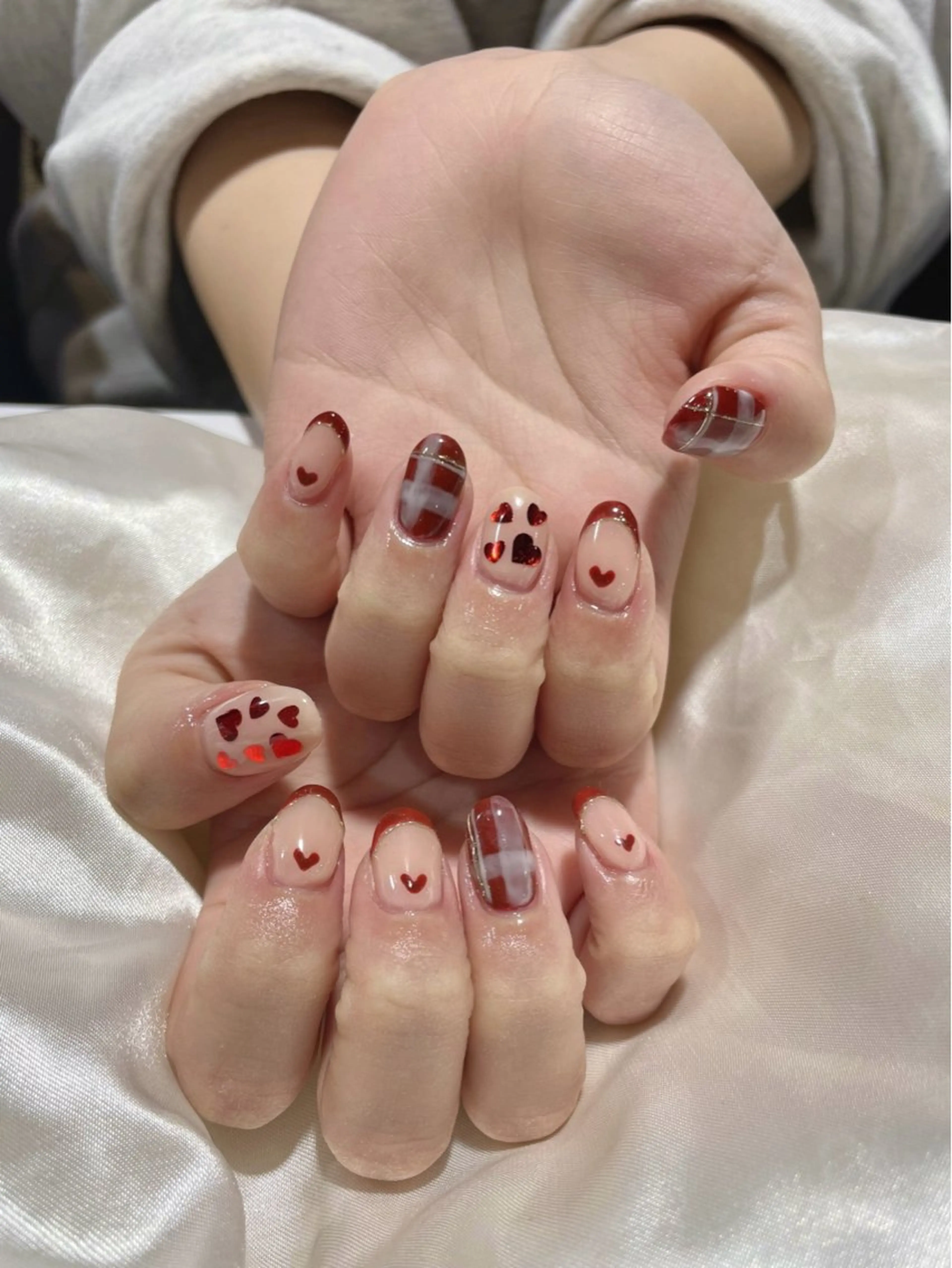 ネイル ハート 赤色 jujur HARUKA🌸のネイルデザイン