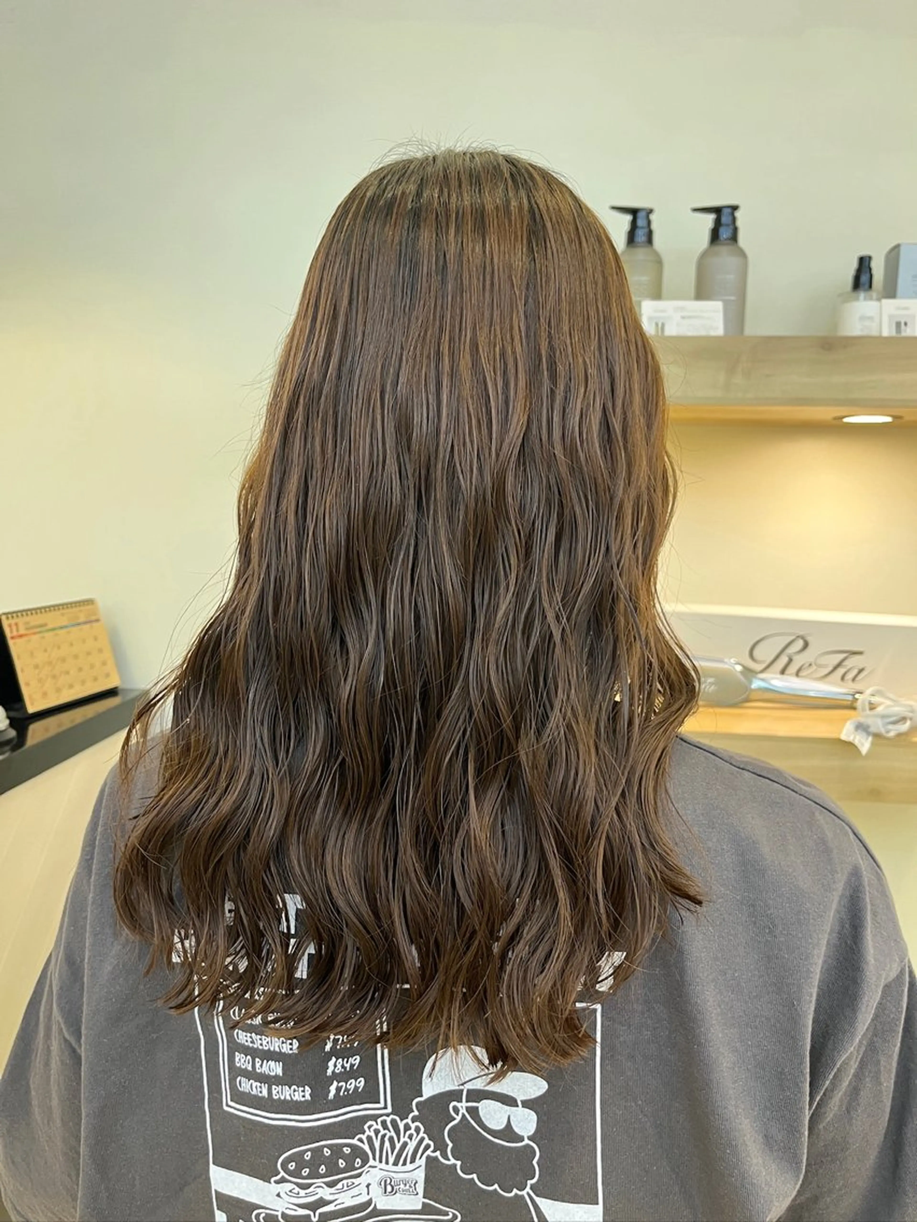 セミロング パーマ 暖色カラー🍒スパ/ canna‎🤎のヘアスタイル