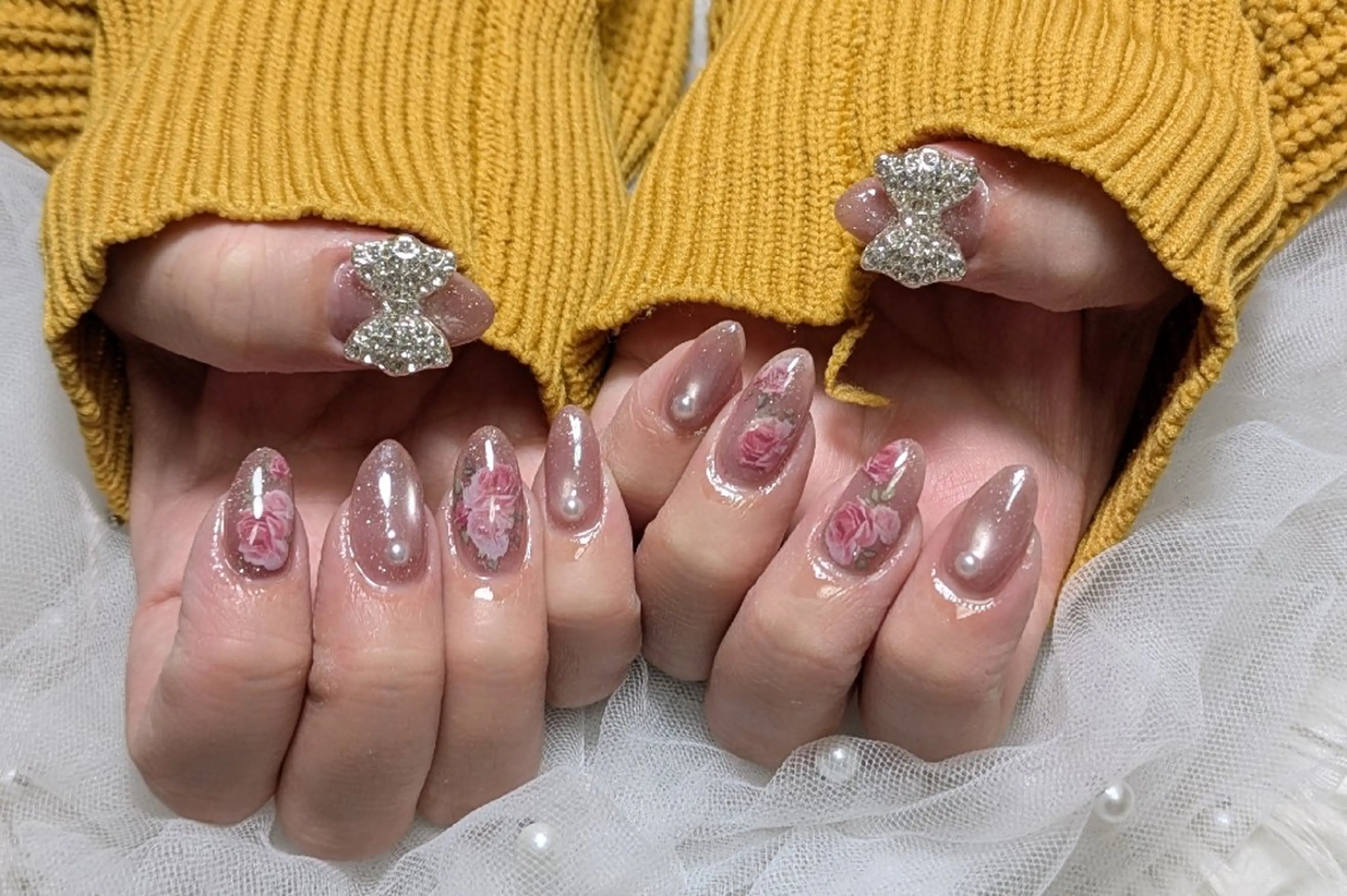 ネイル フラワーネイル シンプルネイル 春ネイル ハンドネイル m&pPrivate nailsalonのネイルデザイン