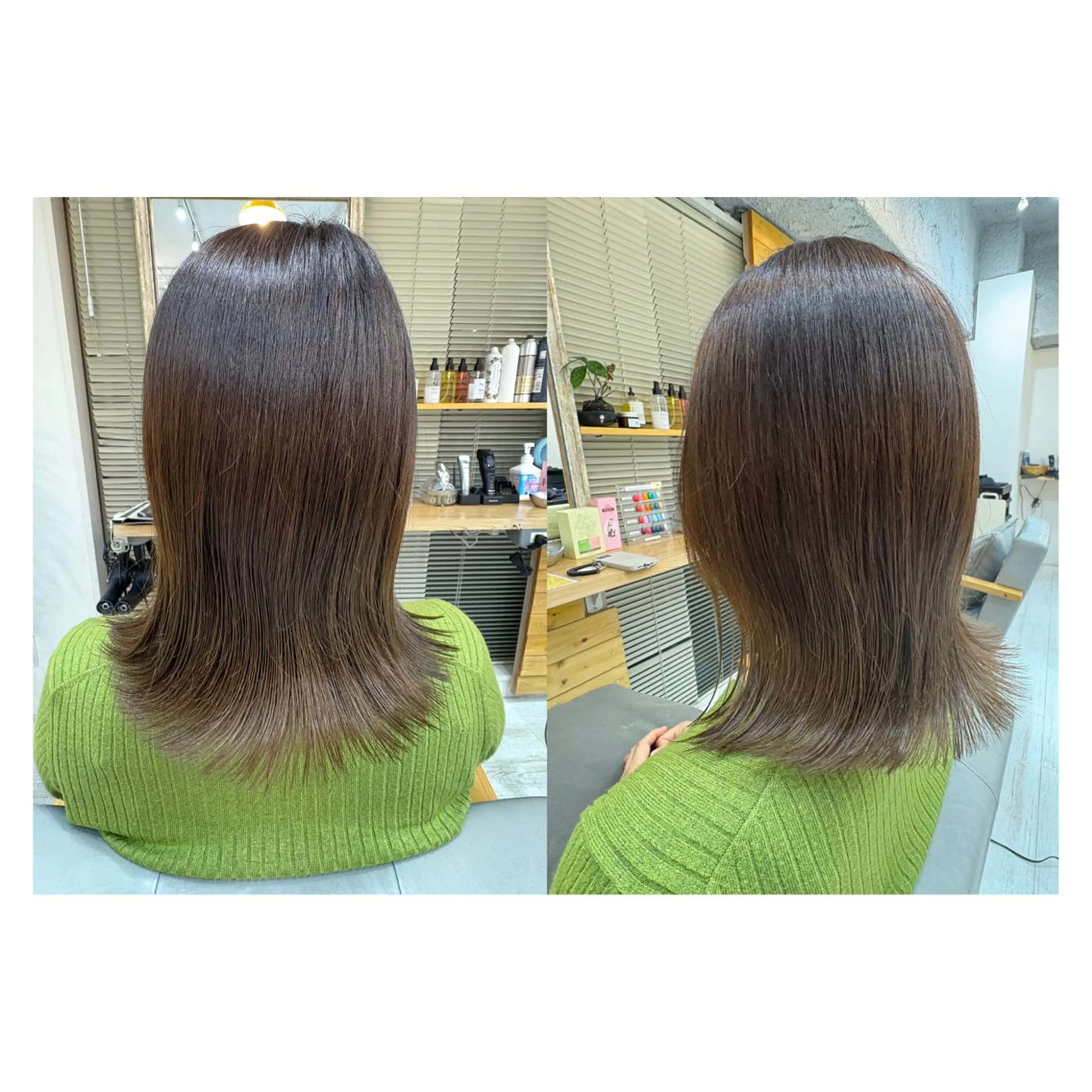 ミディアム レイヤーカット・ 縮毛矯正 星野のヘアスタイル