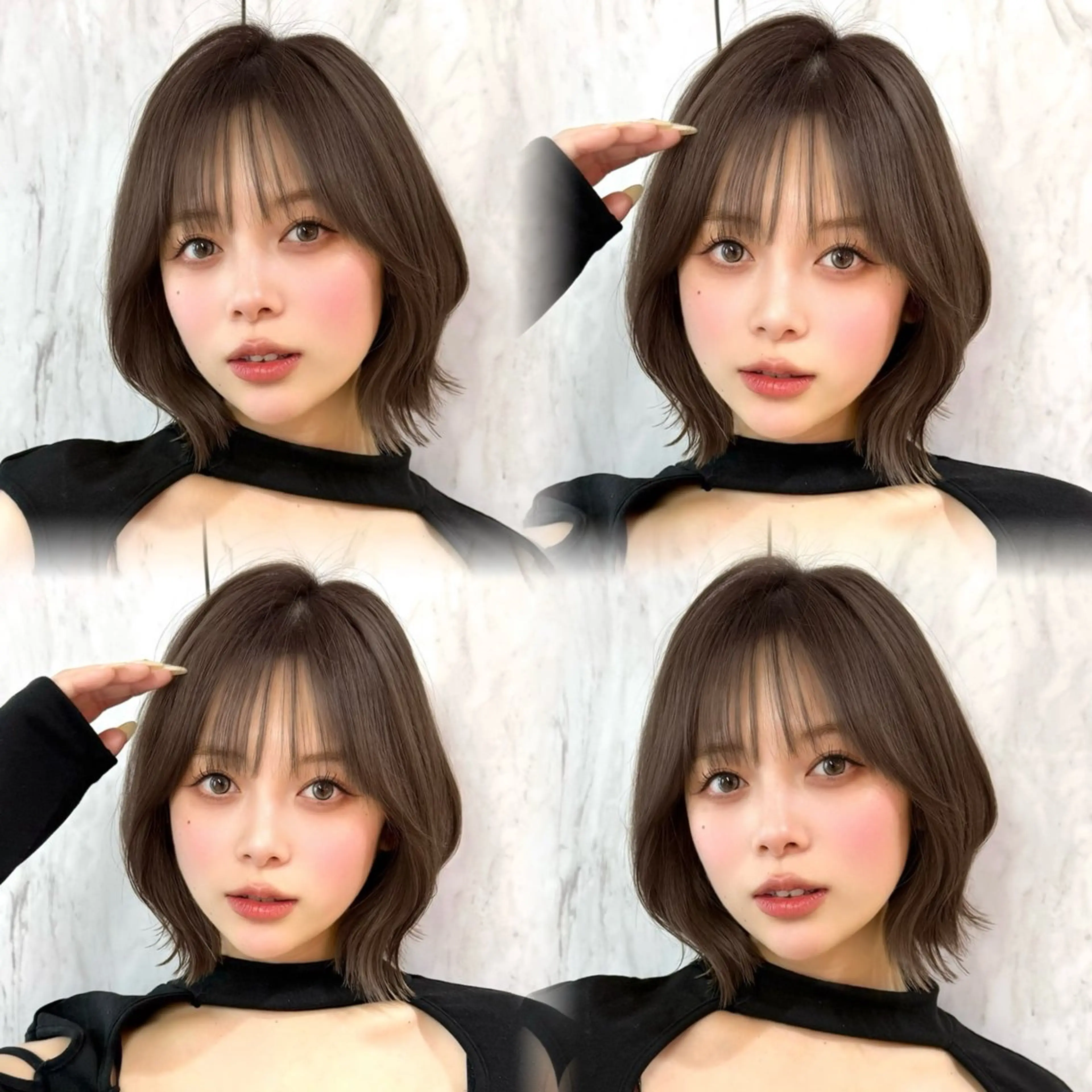 ミディアム カラー ヘアアレンジ ボブレイヤー 透明感カラー ボブ 韓国風ヘア レイヤーカット 韓国ボブ/髪質改善 /新宿/Rumiのヘアスタイル