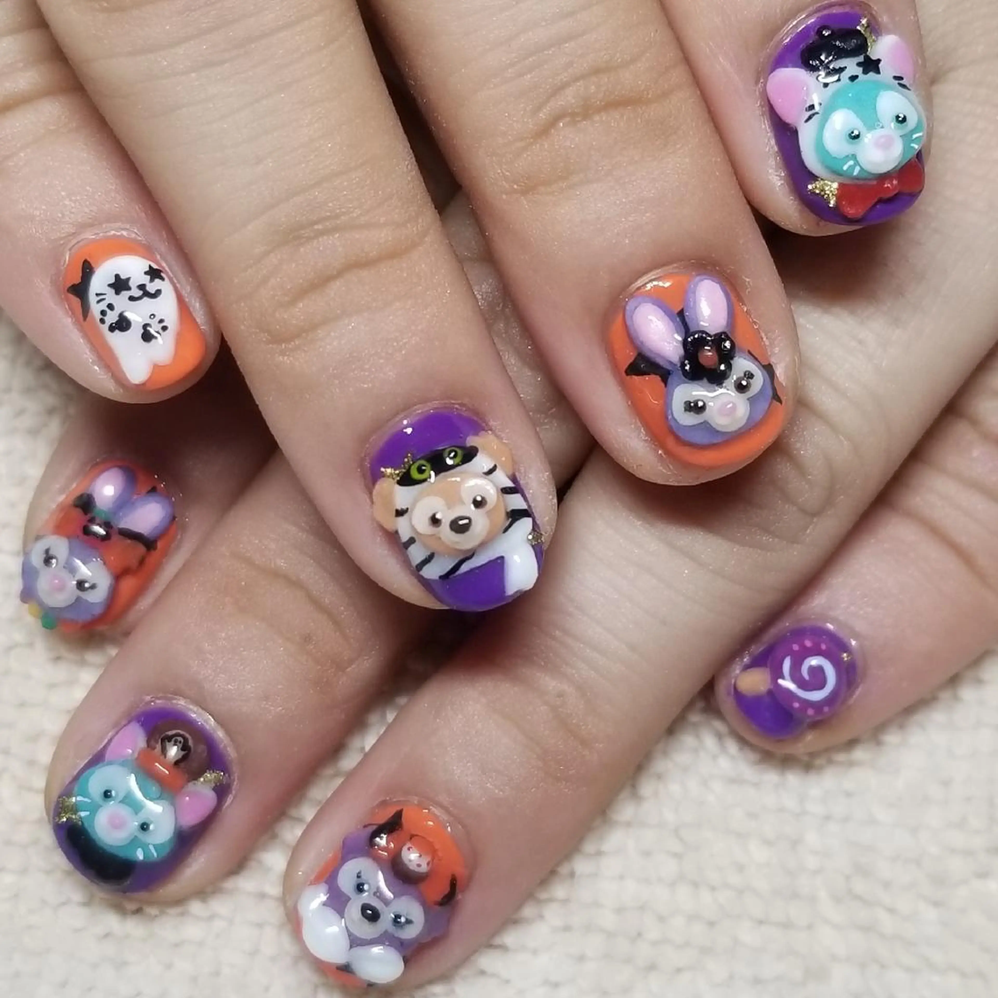 ネイル オレンジ パープル ハンドネイル よしだ ひろきのネイルデザイン