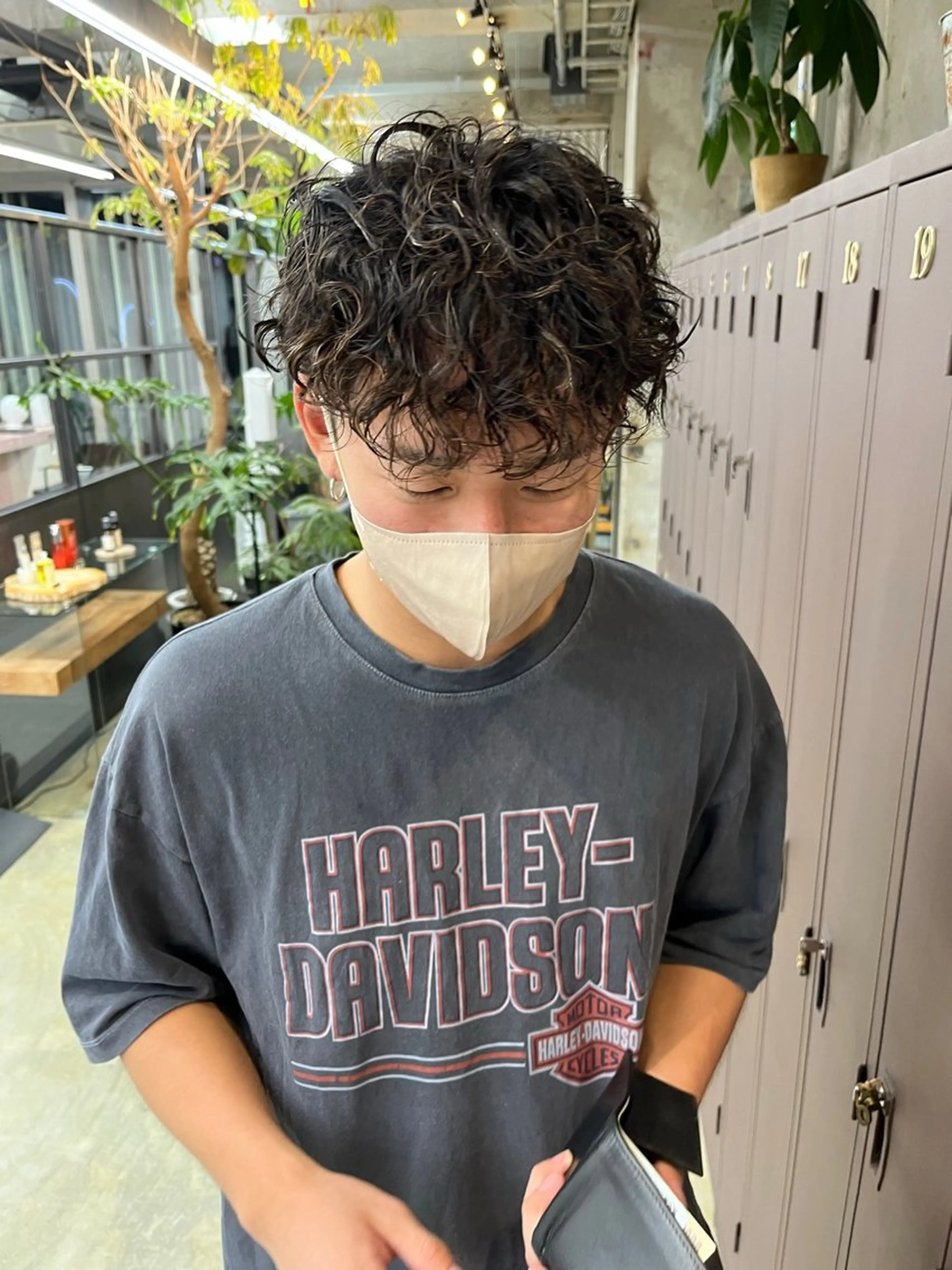 ショート パーマ メンズ メンズパーマ スパイラルパーマ ナガノリノ /ボブ/ ベージュ/暖色のヘアスタイル