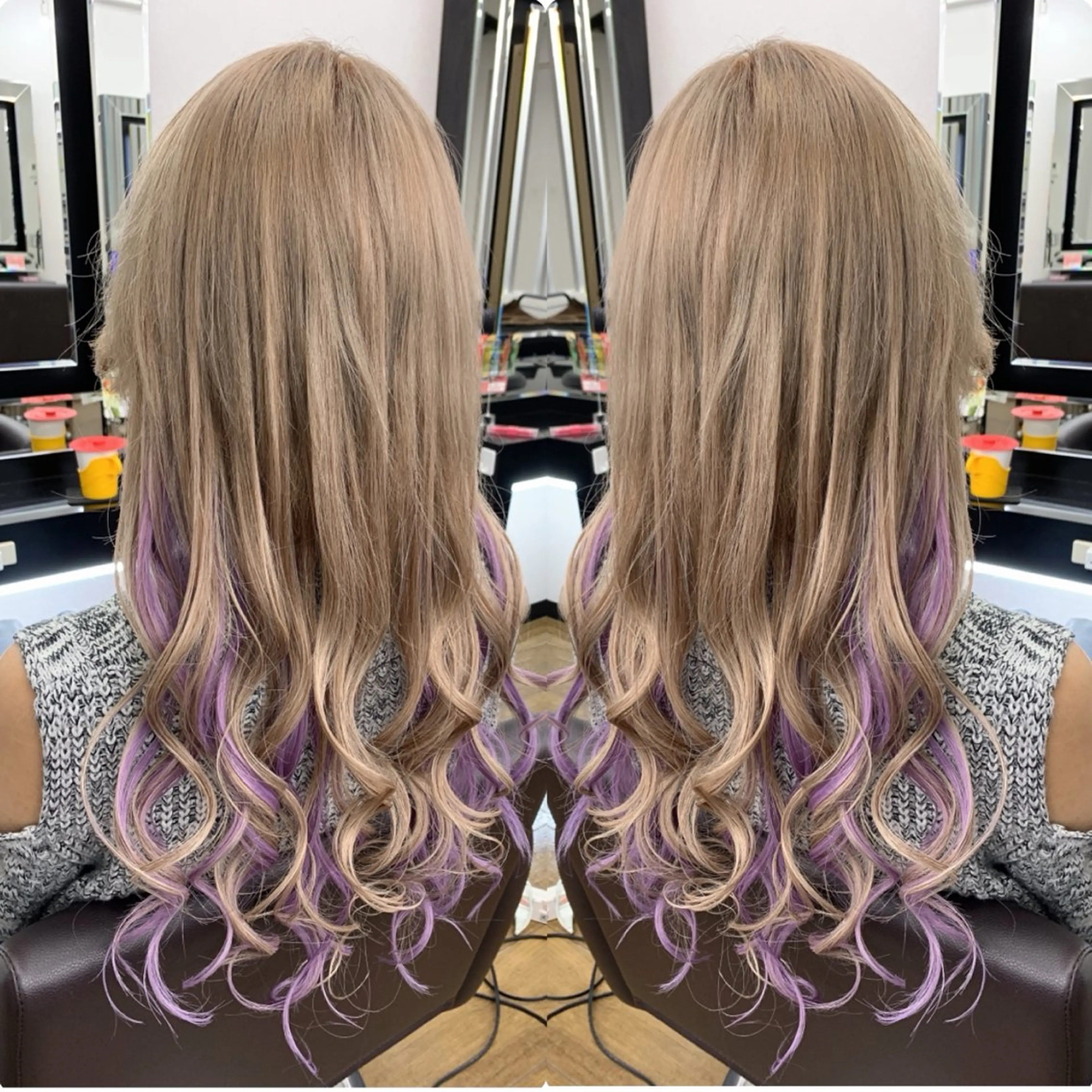 ロング 奥本 侑 ハイトーン、髪質改善のヘアスタイル