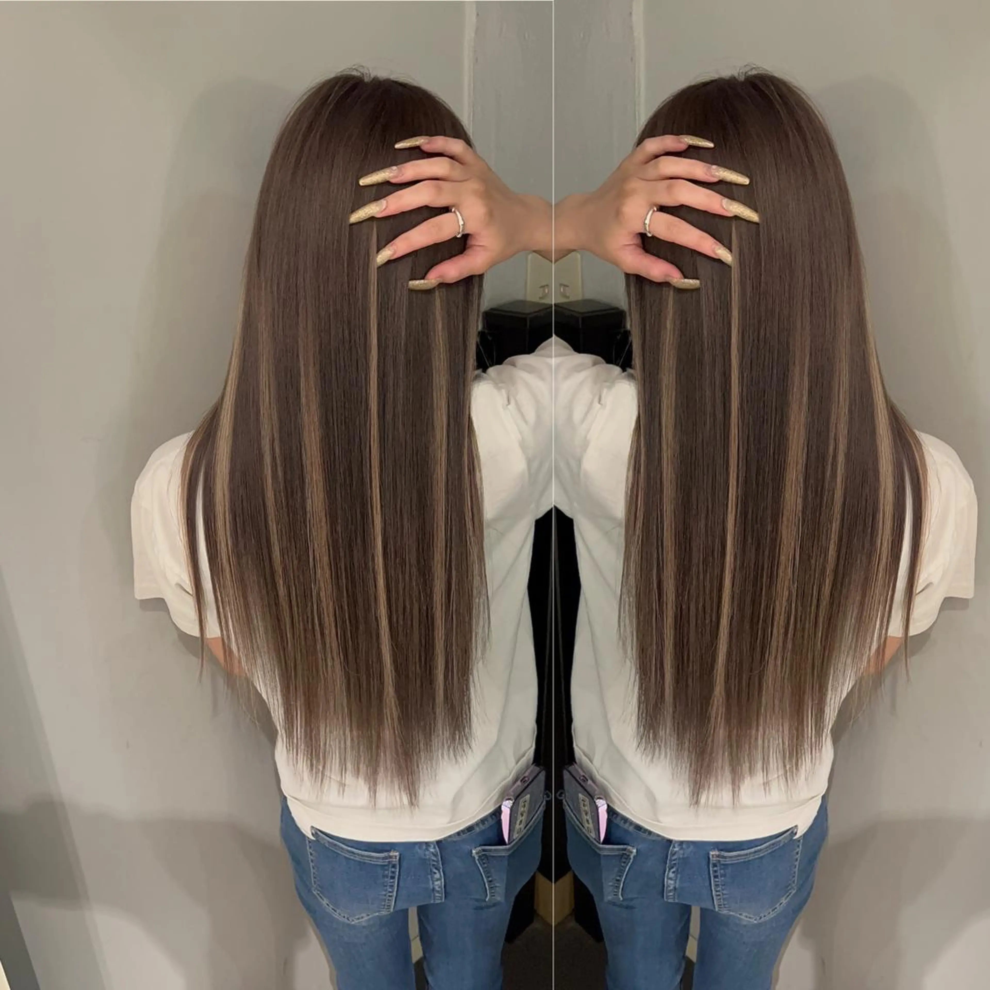 セミロング カラー ヘアアレンジ 🔥ハイトーンカラー ギャルNAOKI🔥のヘアスタイル