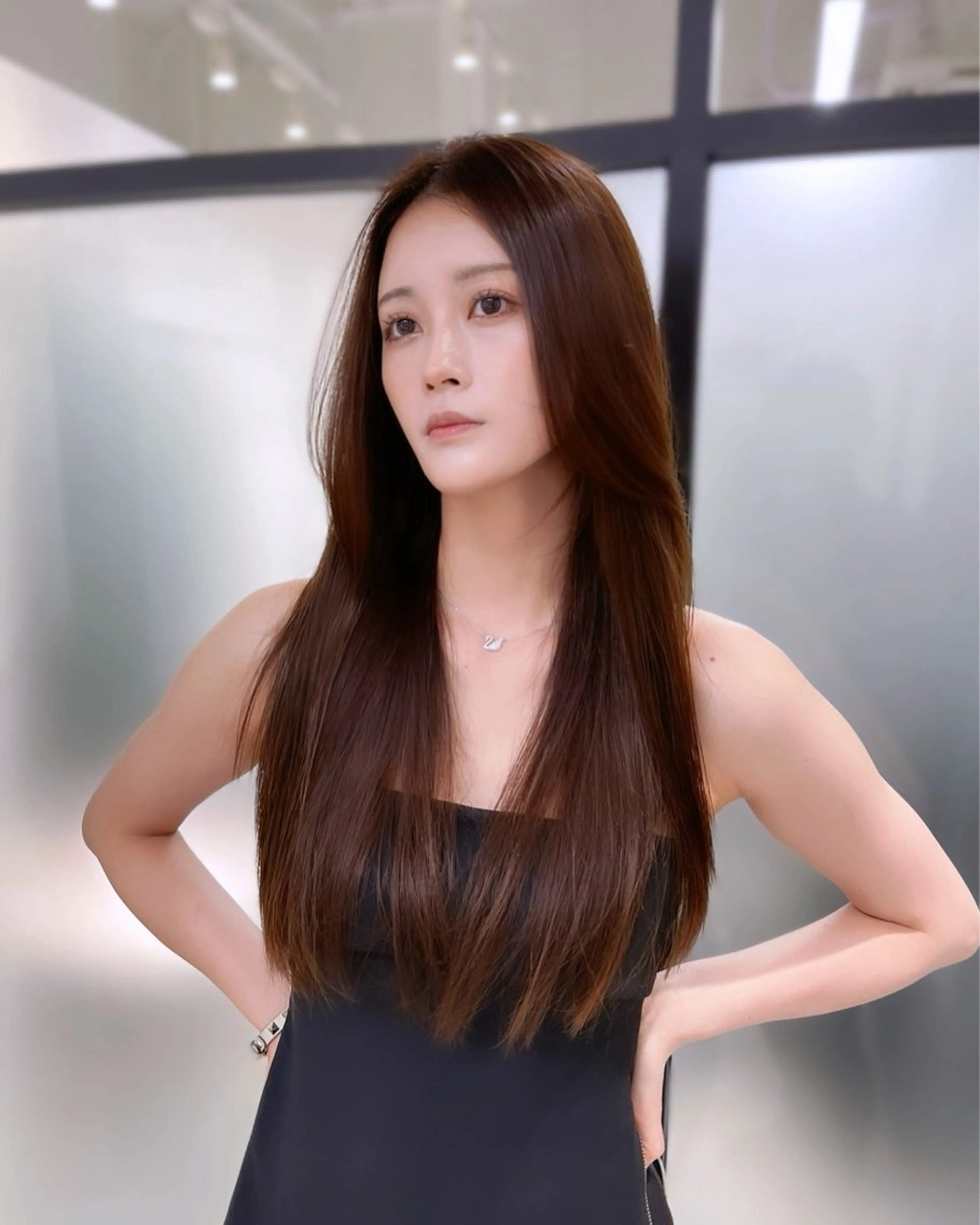 ロング 韓国風ヘア レイヤーカット カット トリートメント 韓国レイヤーカット 髪質改善▫️水野有真のヘアスタイル