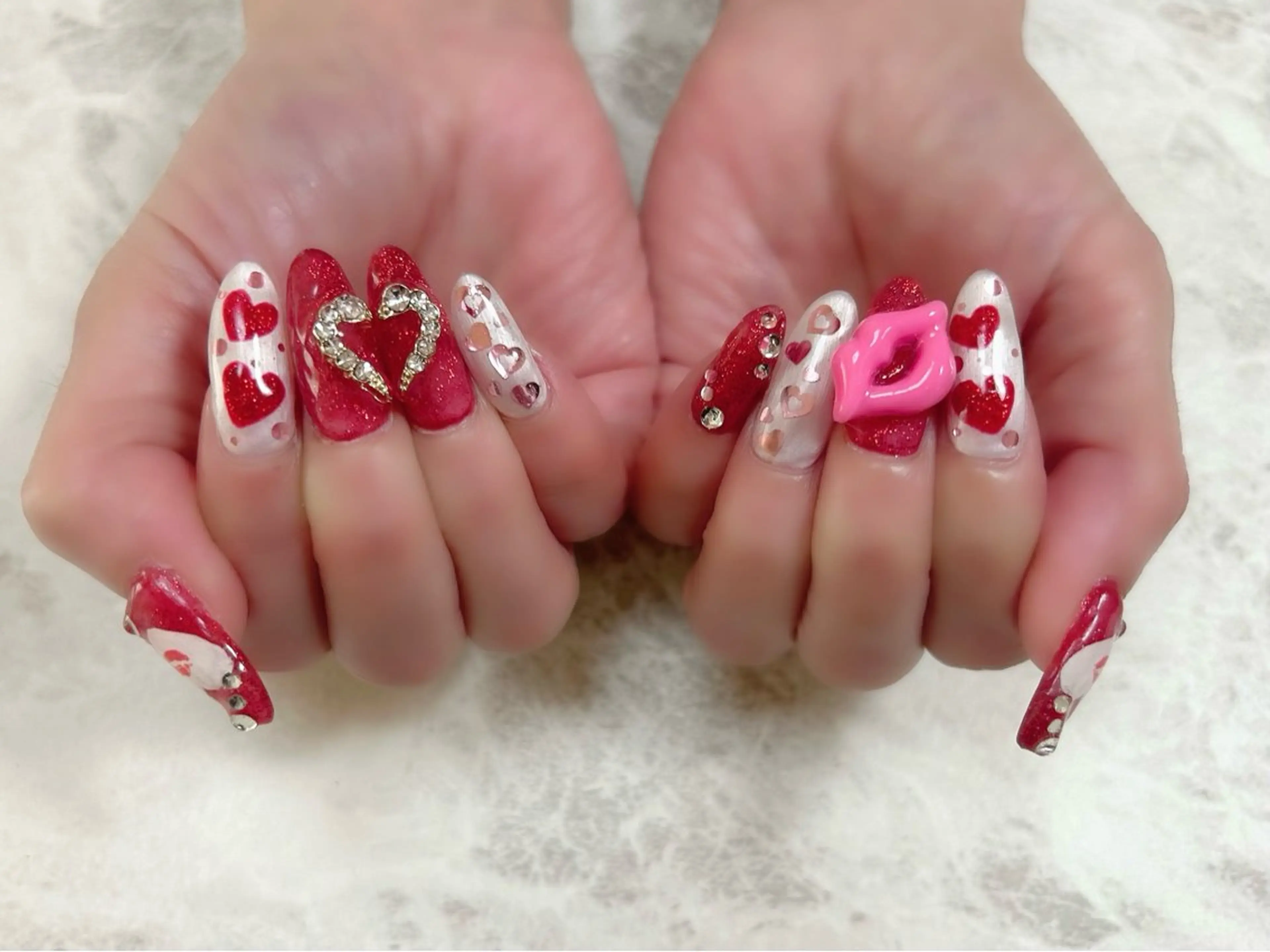 ネイル バレンタイン ハンドネイル an sucre baseのネイルデザイン