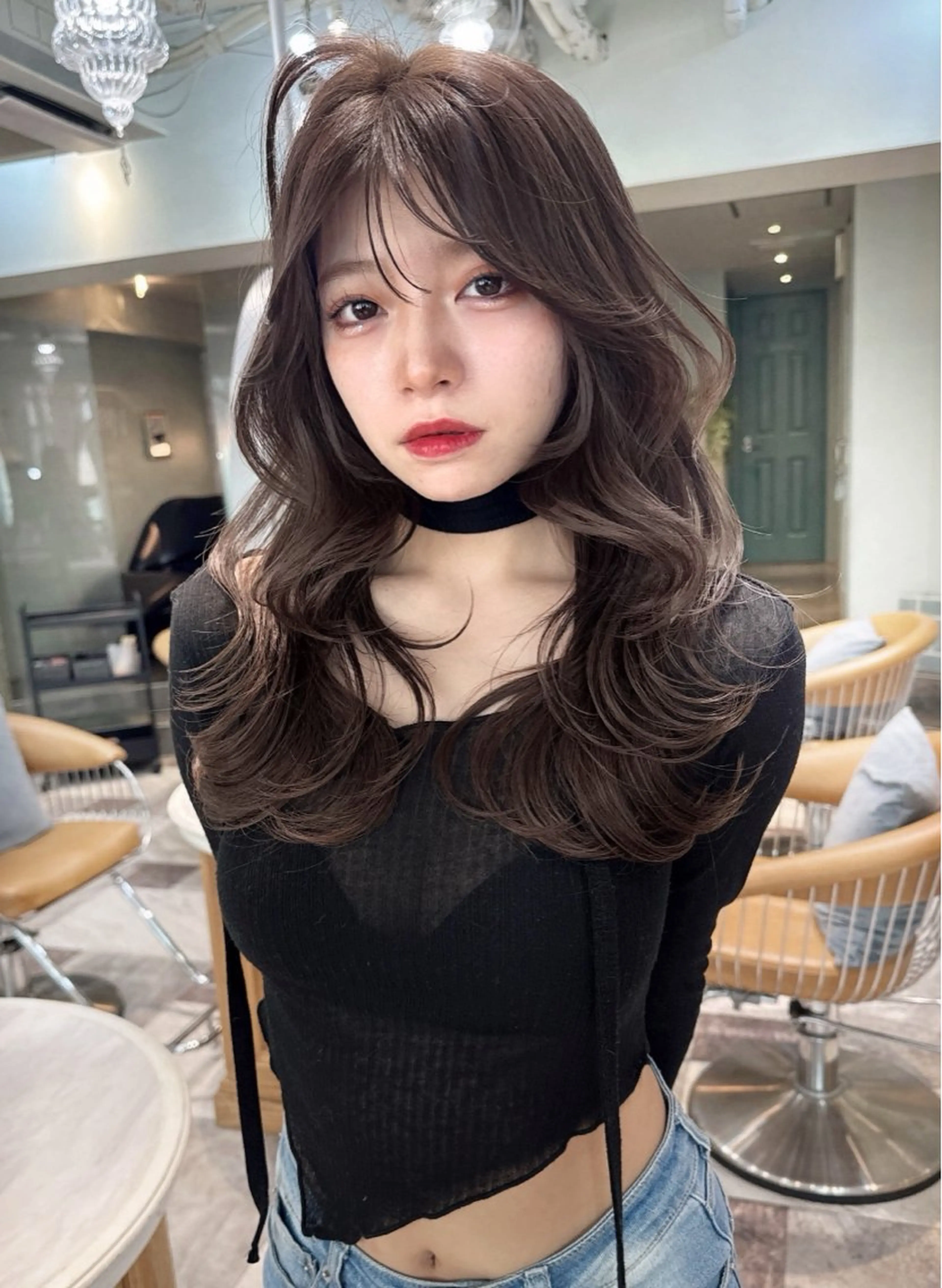 ミディアム カラー 木屋元一/透明感 /レイヤー/縮毛矯正のヘアスタイル