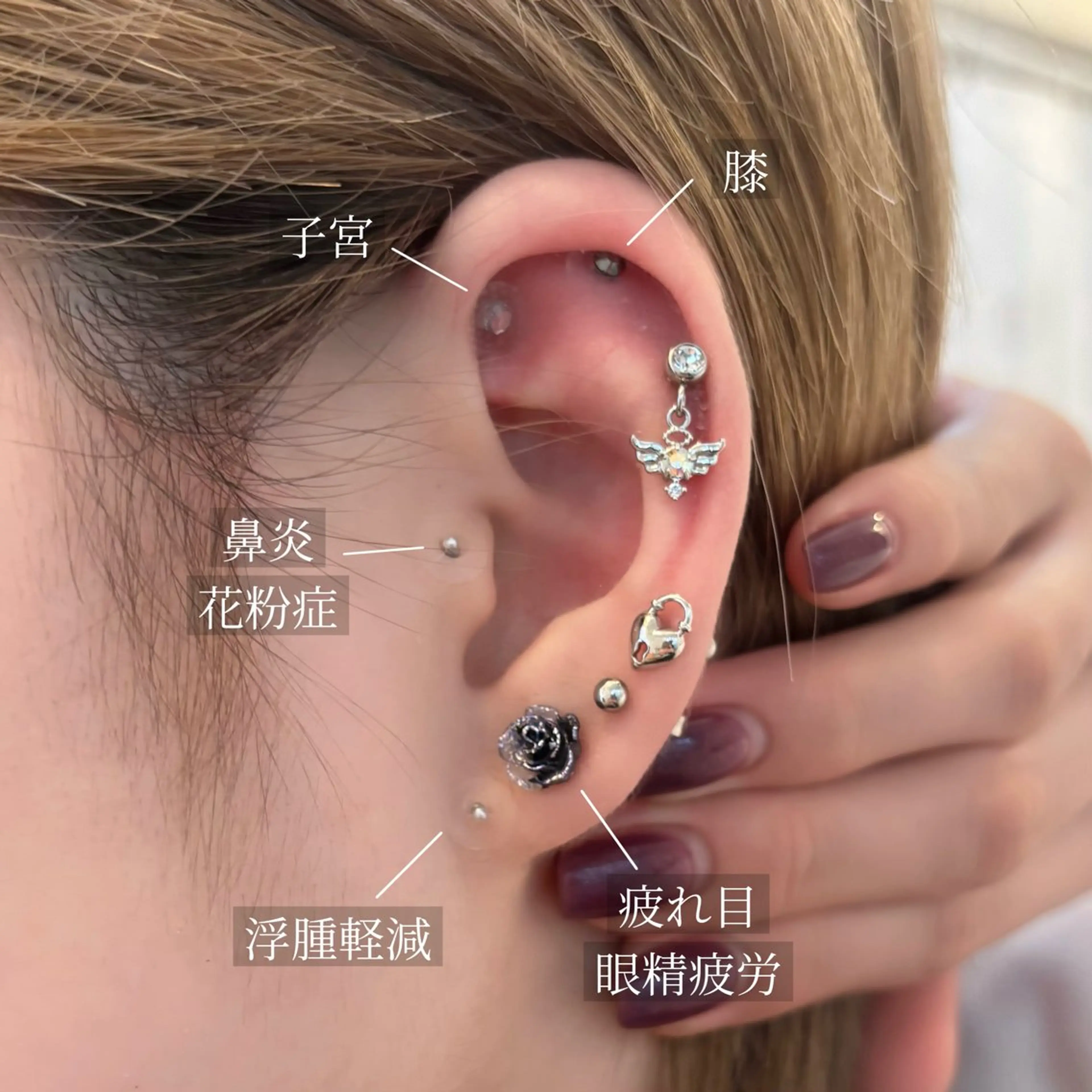 耳つぼジュエリー 両耳10パーツまでの写真