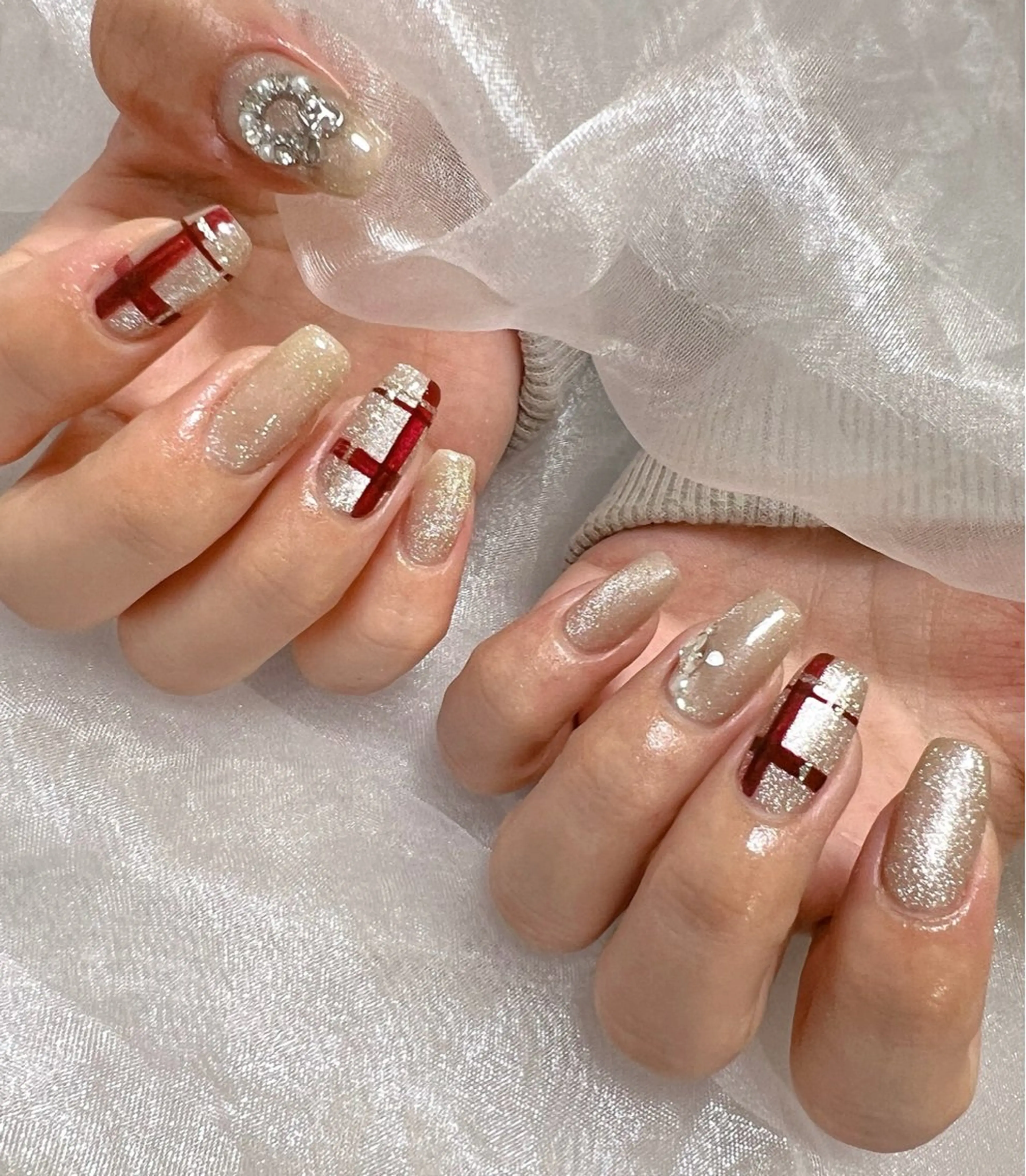 ネイル フットネイル ジェルネイル 韓国ネイル 冬ネイル クリスマス ハンドネイル nail salon Lauleaのネイルデザイン