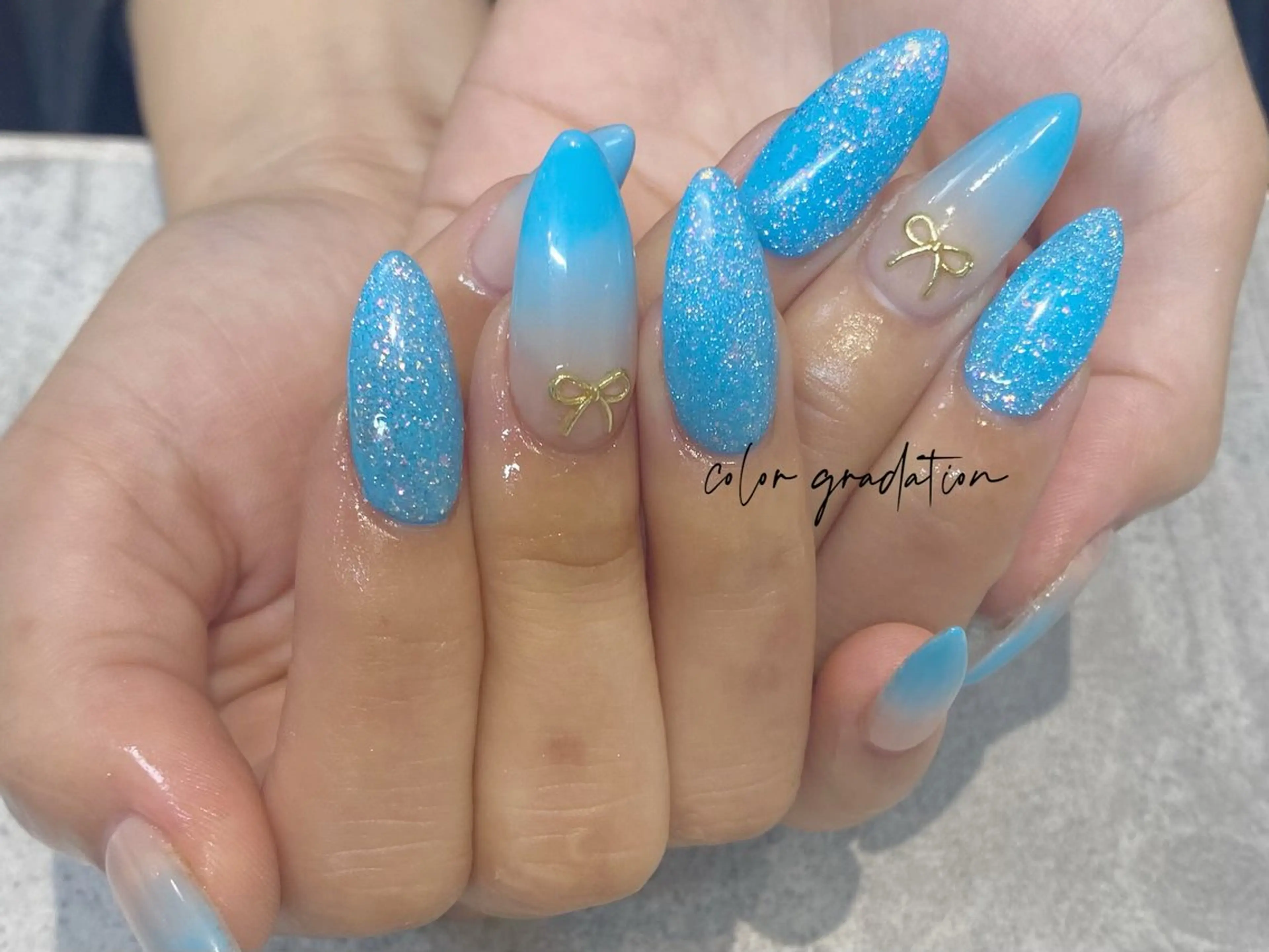 ネイル グラデーション ワンカラーネイル リボン greedy 東山店 田之上のネイルデザイン