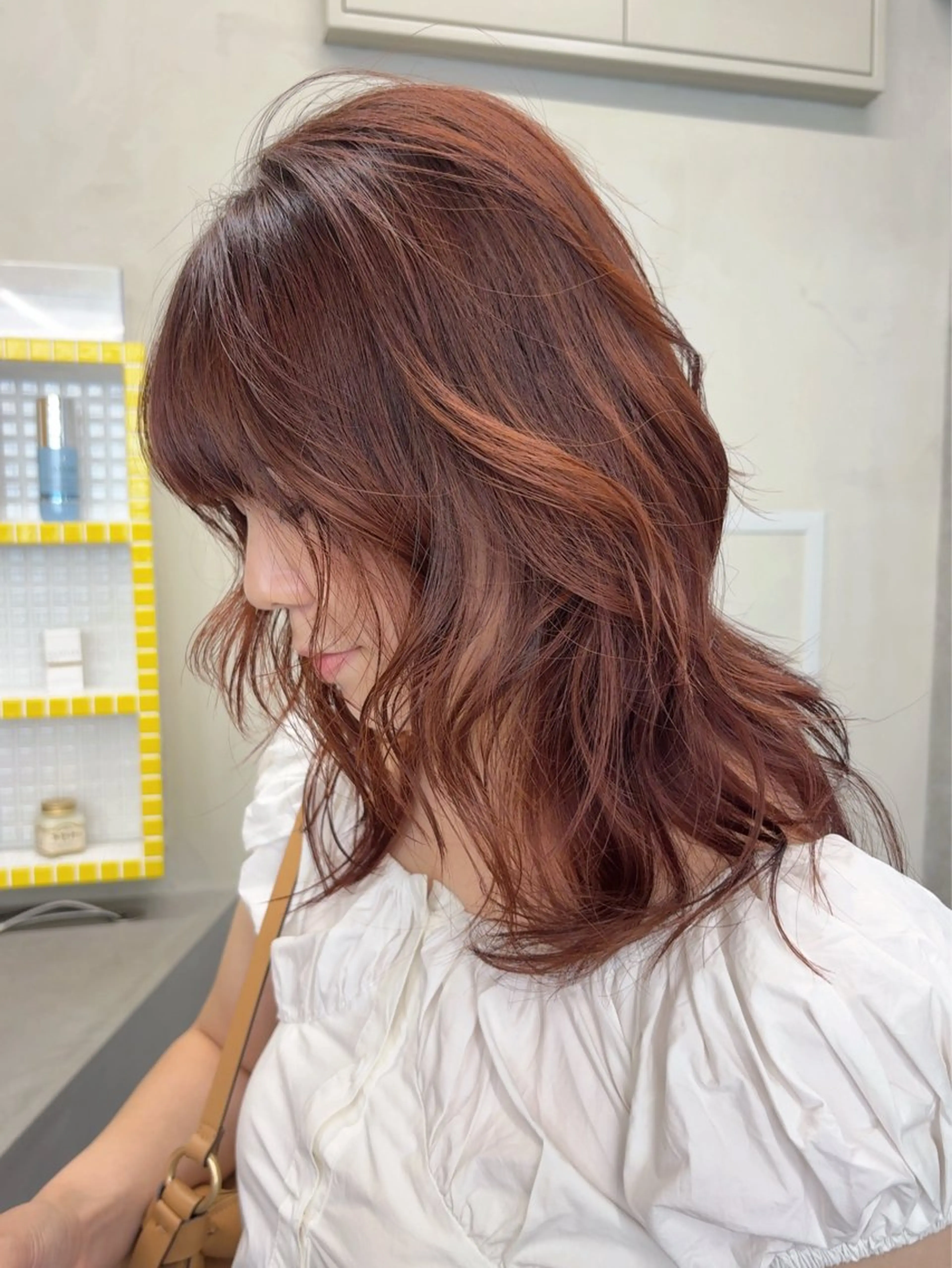 ミディアム カラー カット ヘアカラー レイヤー/柔色 カラー/SAkiのヘアスタイル