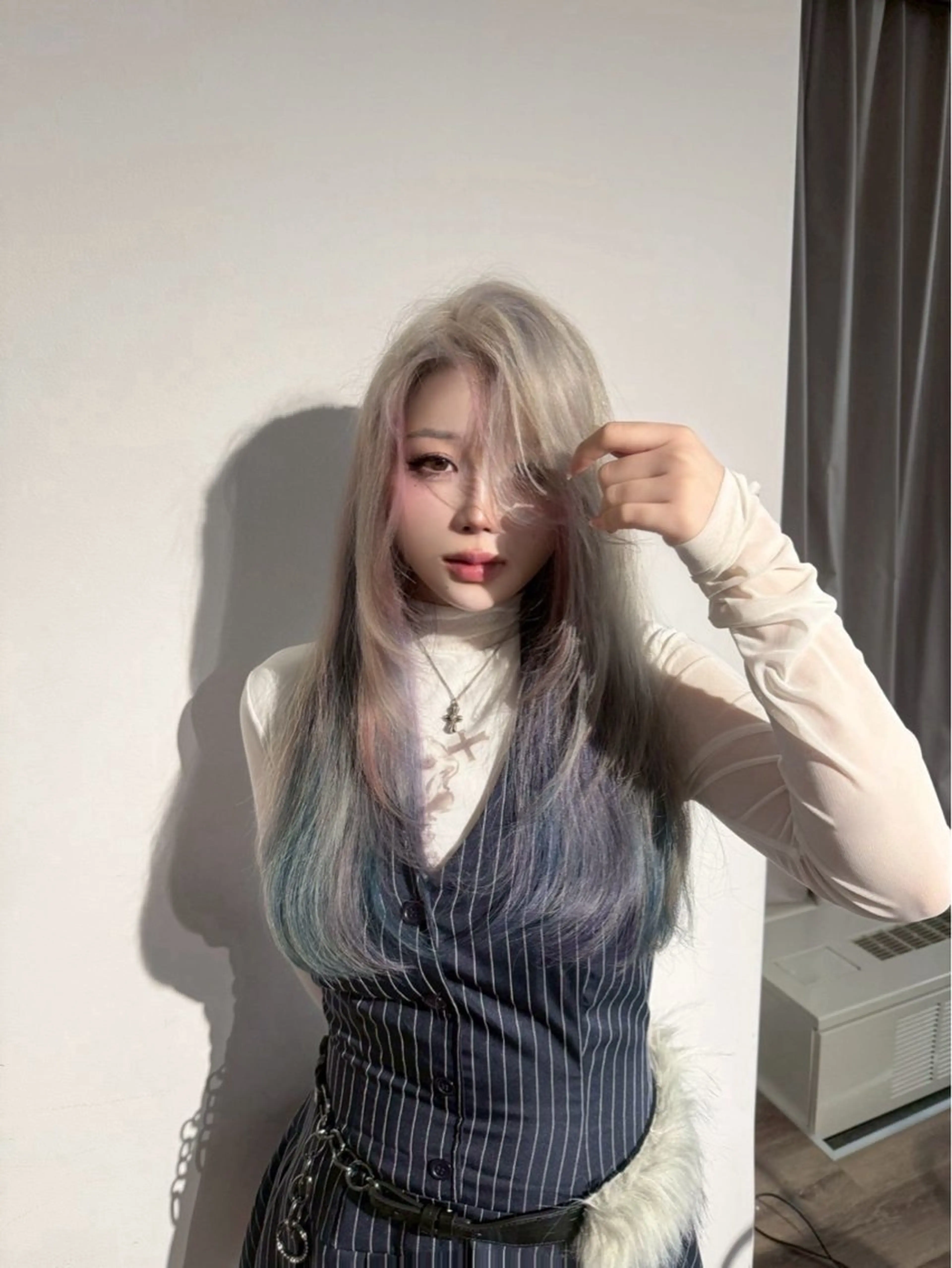 ロング カラー ヘアアレンジ ブリーチカラーLAME 心斎橋 ブリーチ/ケアブリーチ/ブリーチなしダブルカラー所属・中山 綺笑のヘアスタイル