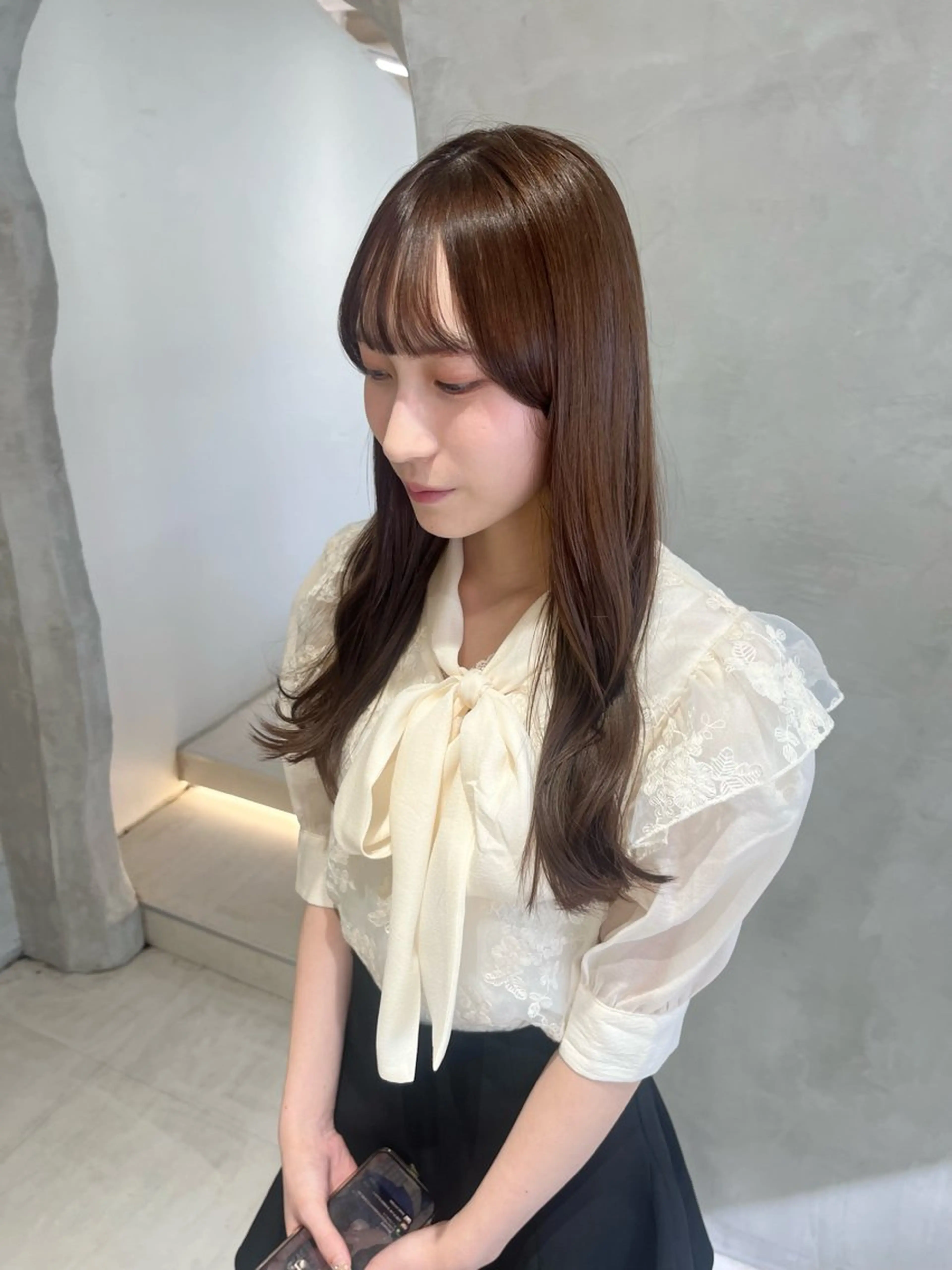 ロング カラー カット ヘアカラー トリートメント effect横浜所属・切りっぱなしボブ/ 艶カラー/綾莉のヘアスタイル