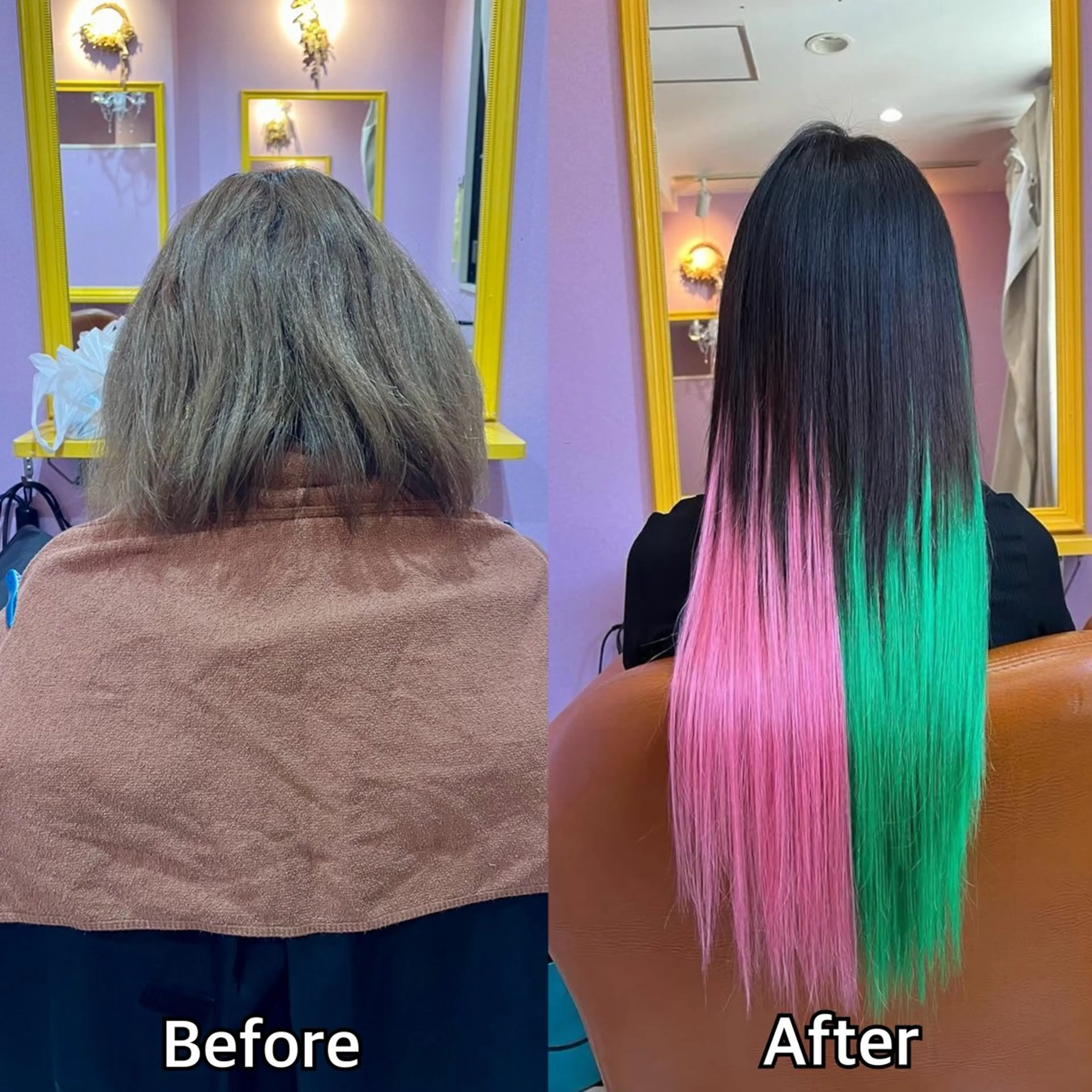 ロング シール+ちび編み込み エクステ梅田🐨のヘアスタイル