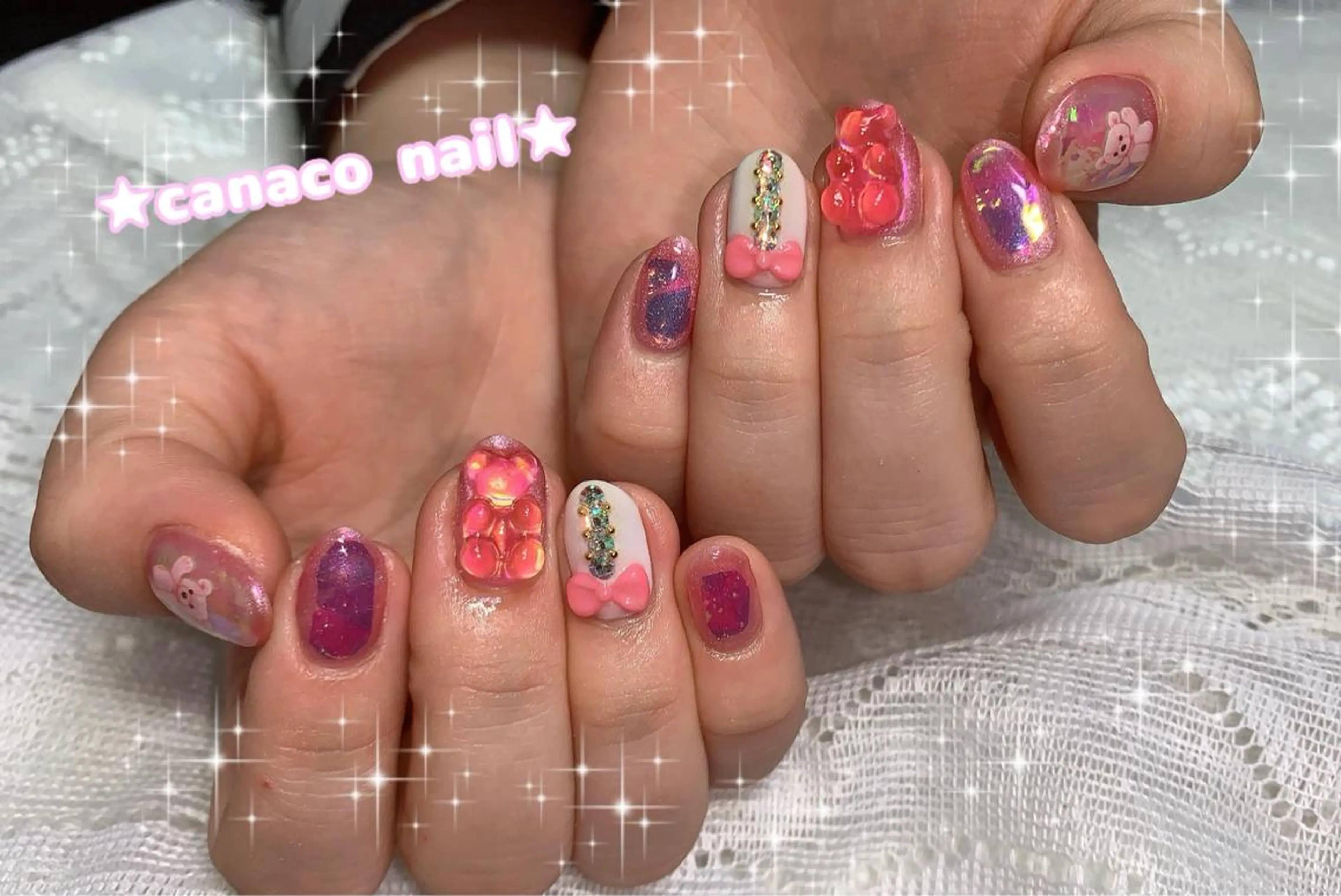 ネイル アートネイル ジェルネイル パラジェル ストーンネイル ハンドネイル ハンドケア Felice所属・ベテランネイル cnc  nailのネイルデザイン