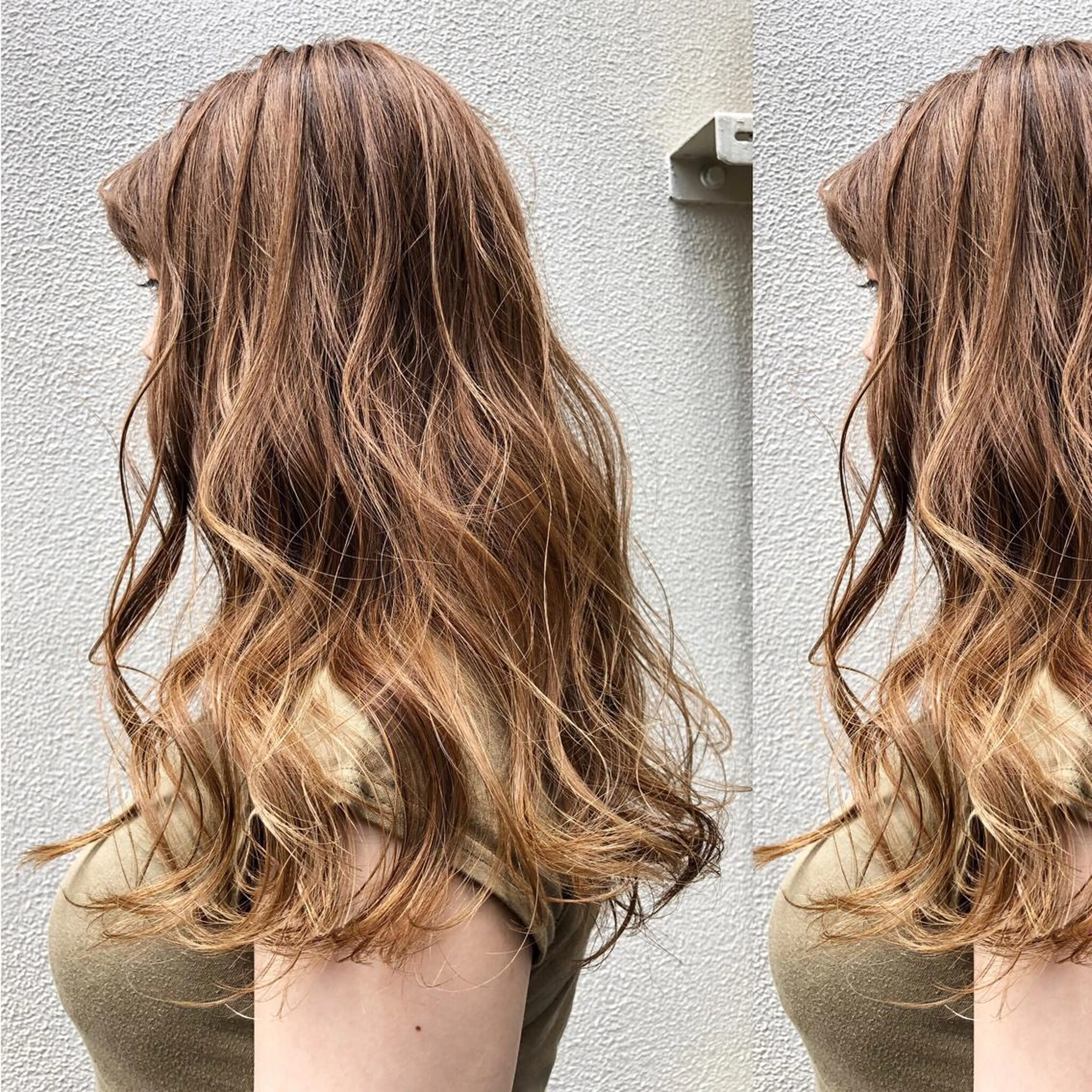 セミロング カラー ベージュカラー ハイライトカラー イルミナカラー ハイライト カット ヘアカラー トリートメント ツキノキ ミナのヘアスタイル