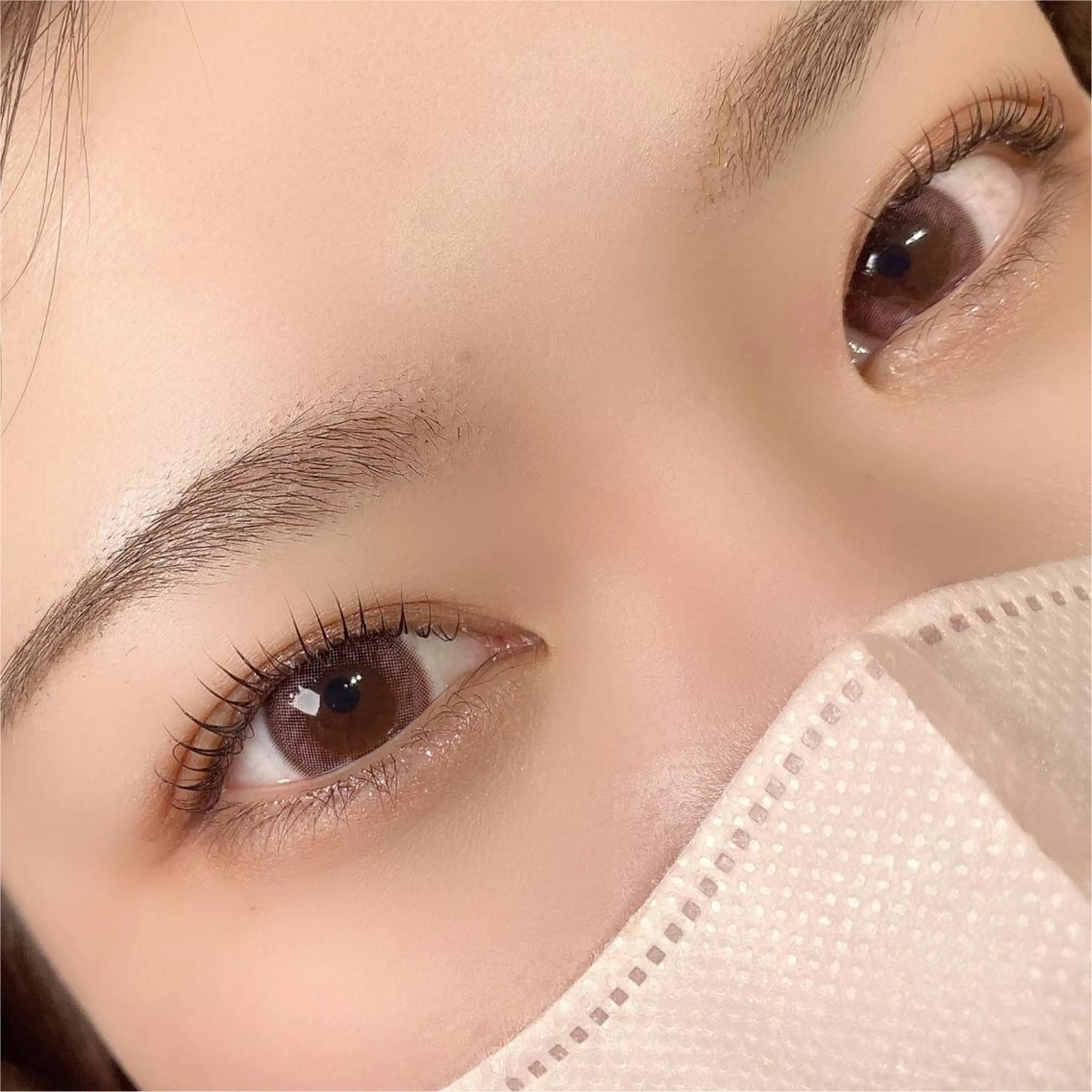 マツエク・マツパ カラーマツエク フラットラッシュ まつげパーマ セーブル 一重×まつ毛パーマ THROW KAORIのマツエク・マツパデザイン