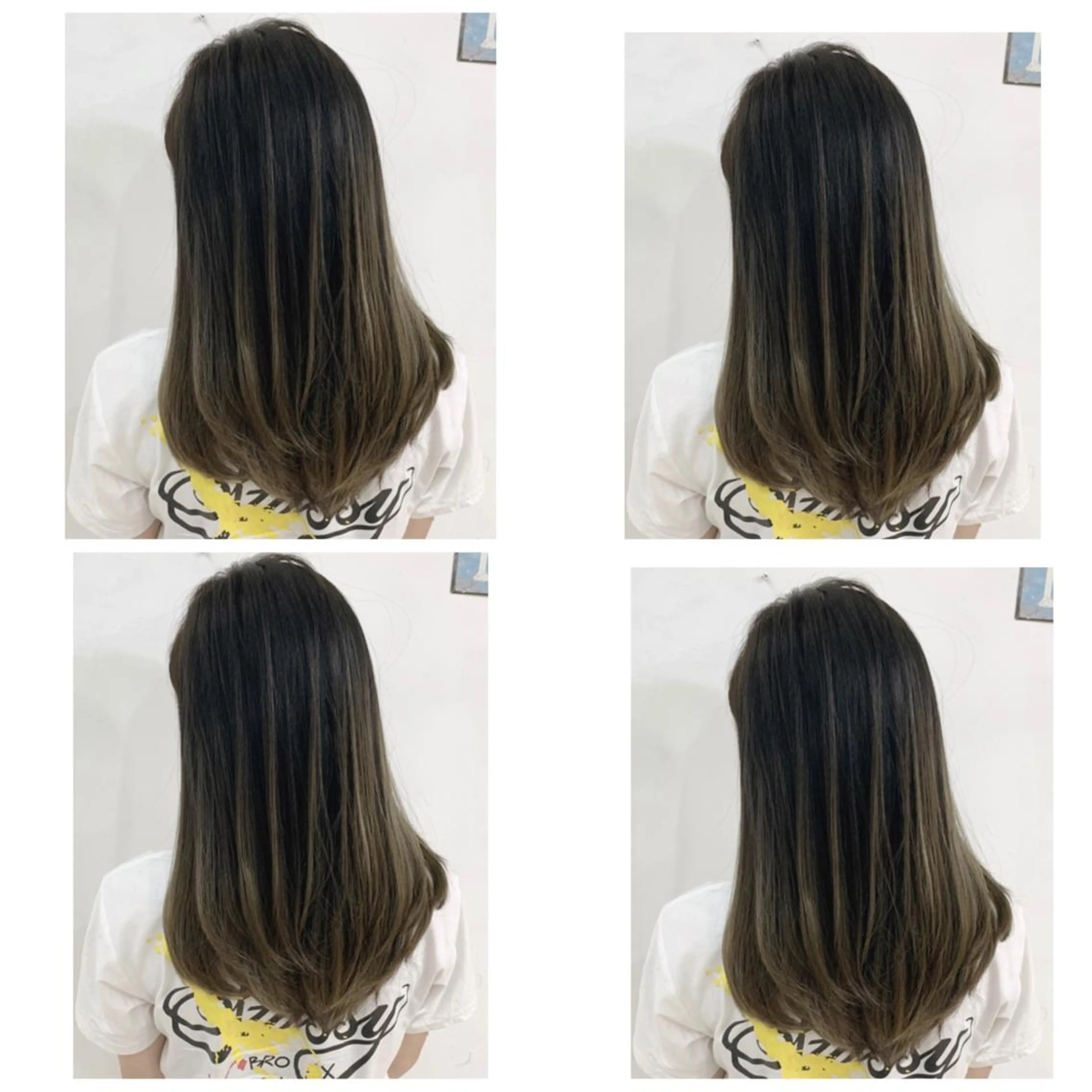 セミロング カラー アッシュ バレイヤージュ ブリーチ デザインカラー グレージュ カット ヘアカラー トリートメント 京都大人女性ショート 徒歩1分/秋山のヘアスタイル