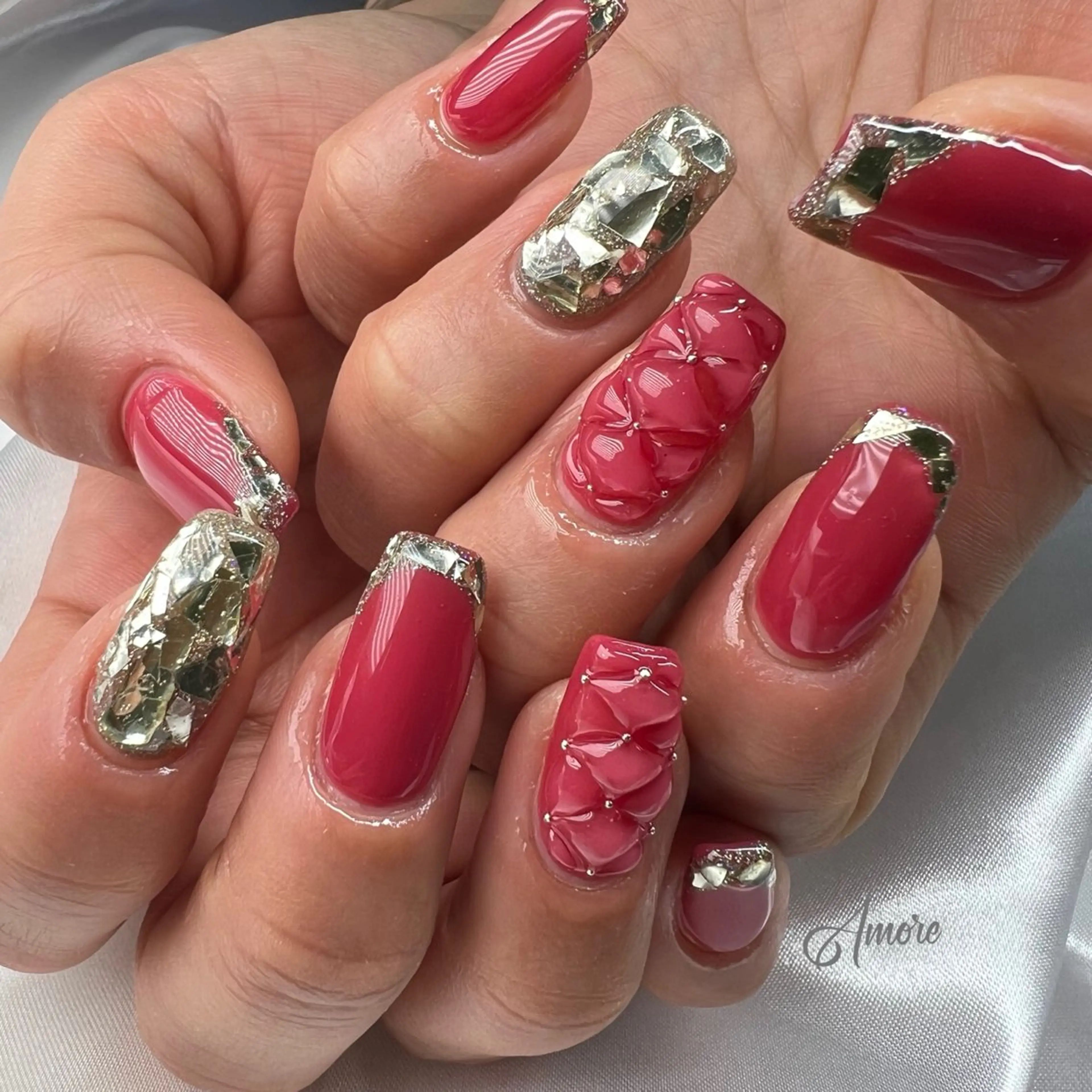 ネイル ジェルネイル キラキラネイル 韓国ネイル パラジェル 冬ネイル You kyehwaのネイルデザイン