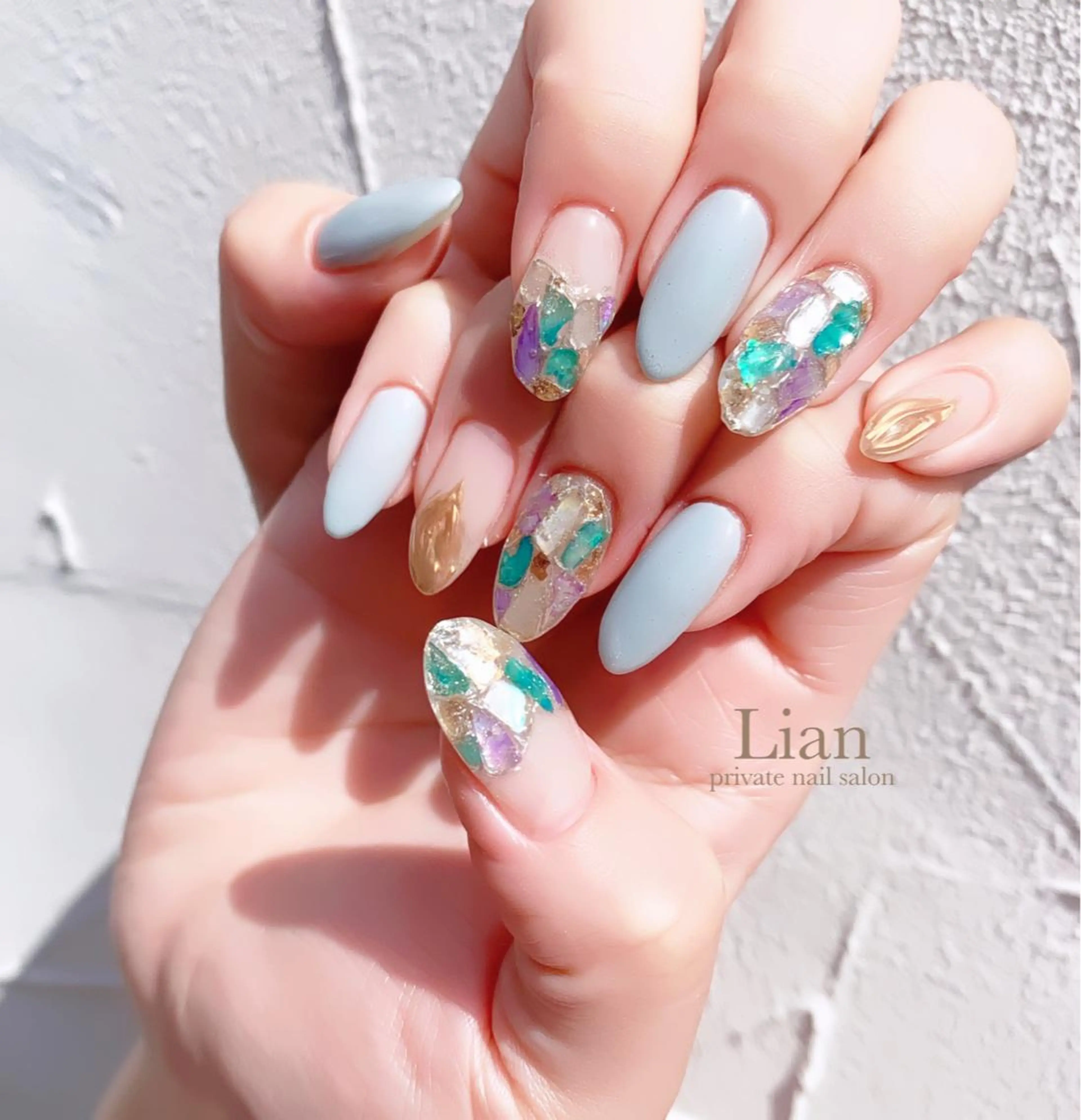 ネイル キラキラネイル ミラーネイル ニュアンスネイル シンプルネイル 夏ネイル nailsalon Lenoaのネイルデザイン