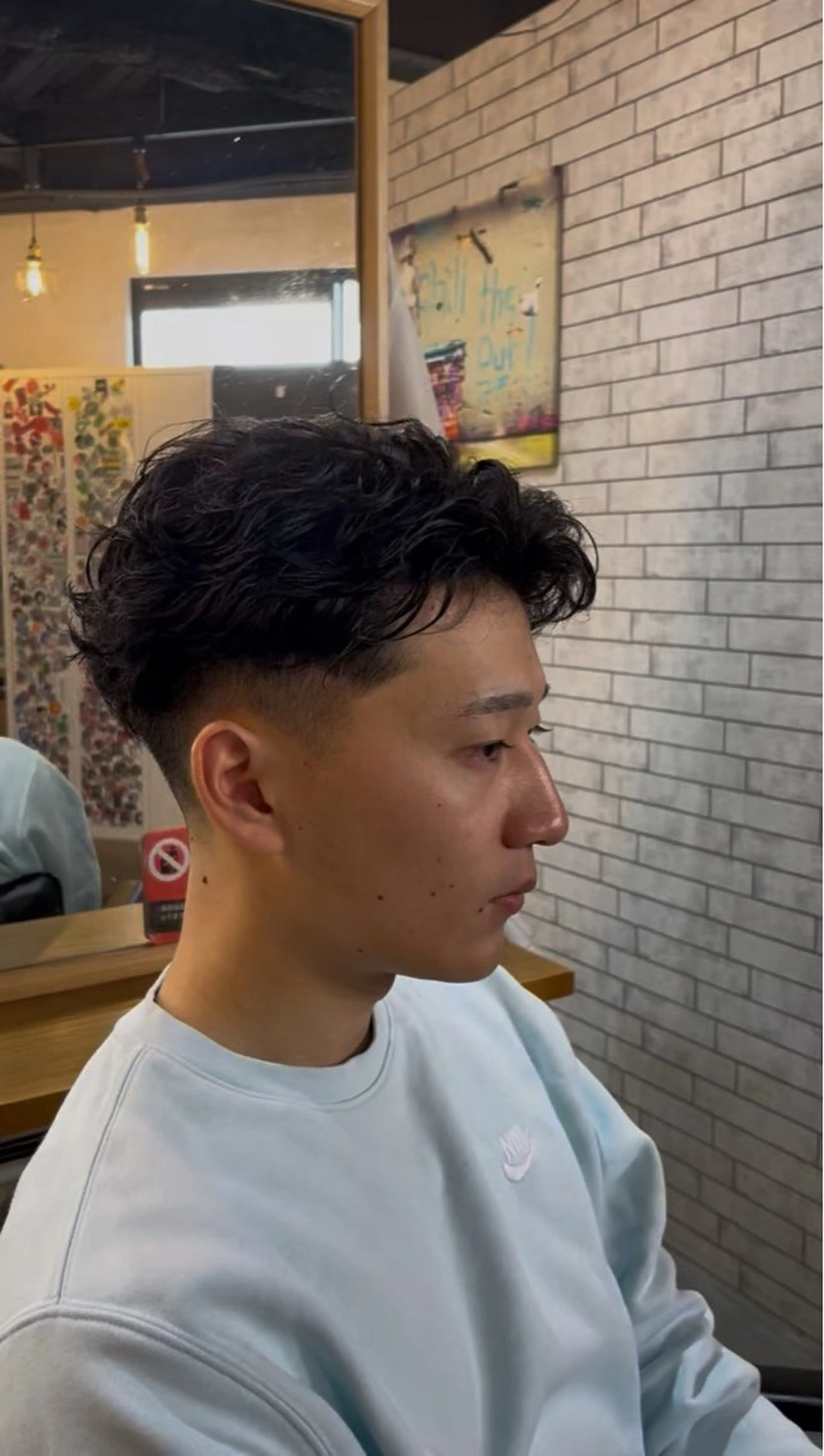 ショート パーマ メンズ カット パーマ 海外風メンズ🇺🇸 💈N.Yuto💈のヘアスタイル