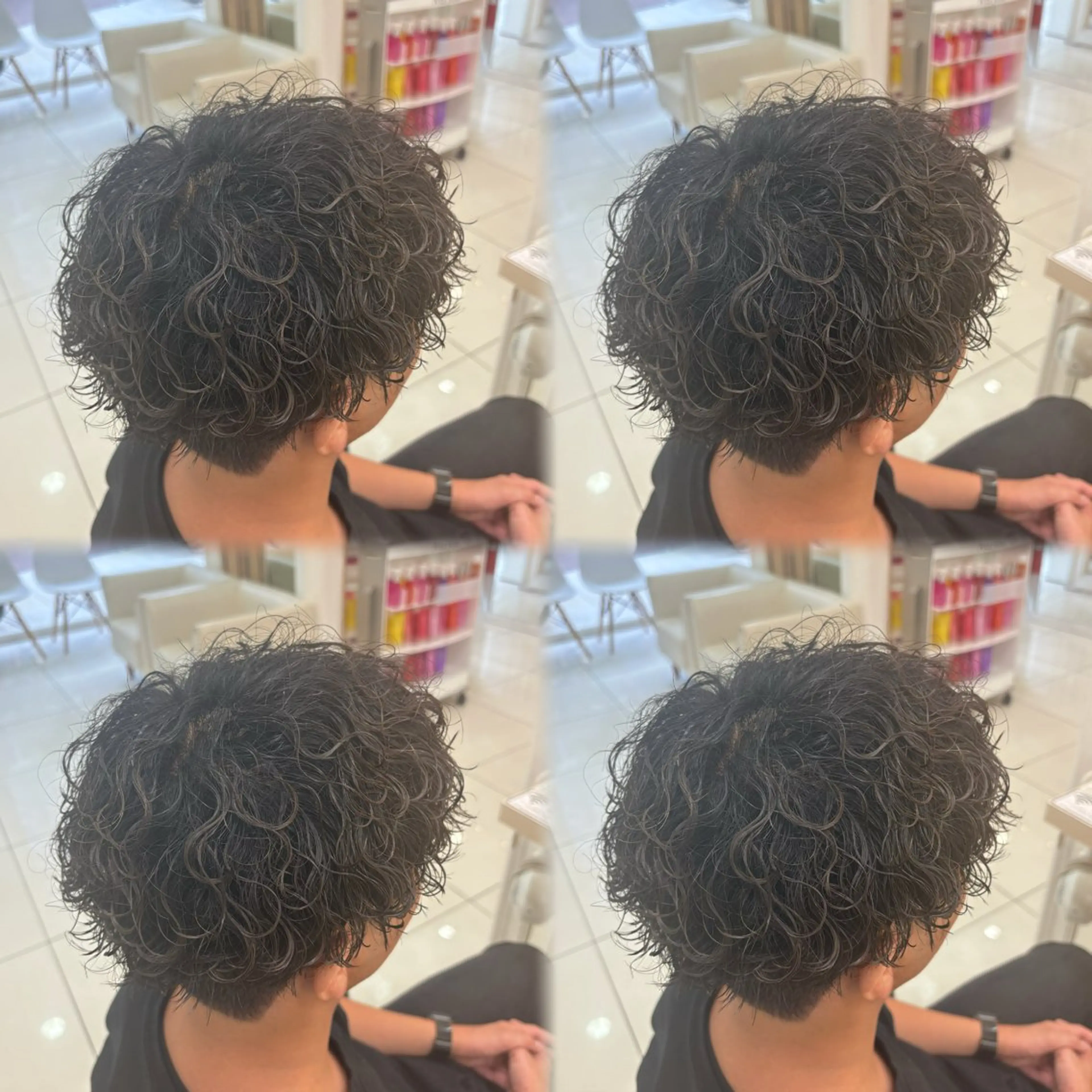 ミディアム パーマ メンズ ミディアムパーマ センターパート フェードカット フェザーパーマ カルマパーマ 髪質改善/艶カラー/ メンズパーマ/鈴木のヘアスタイル