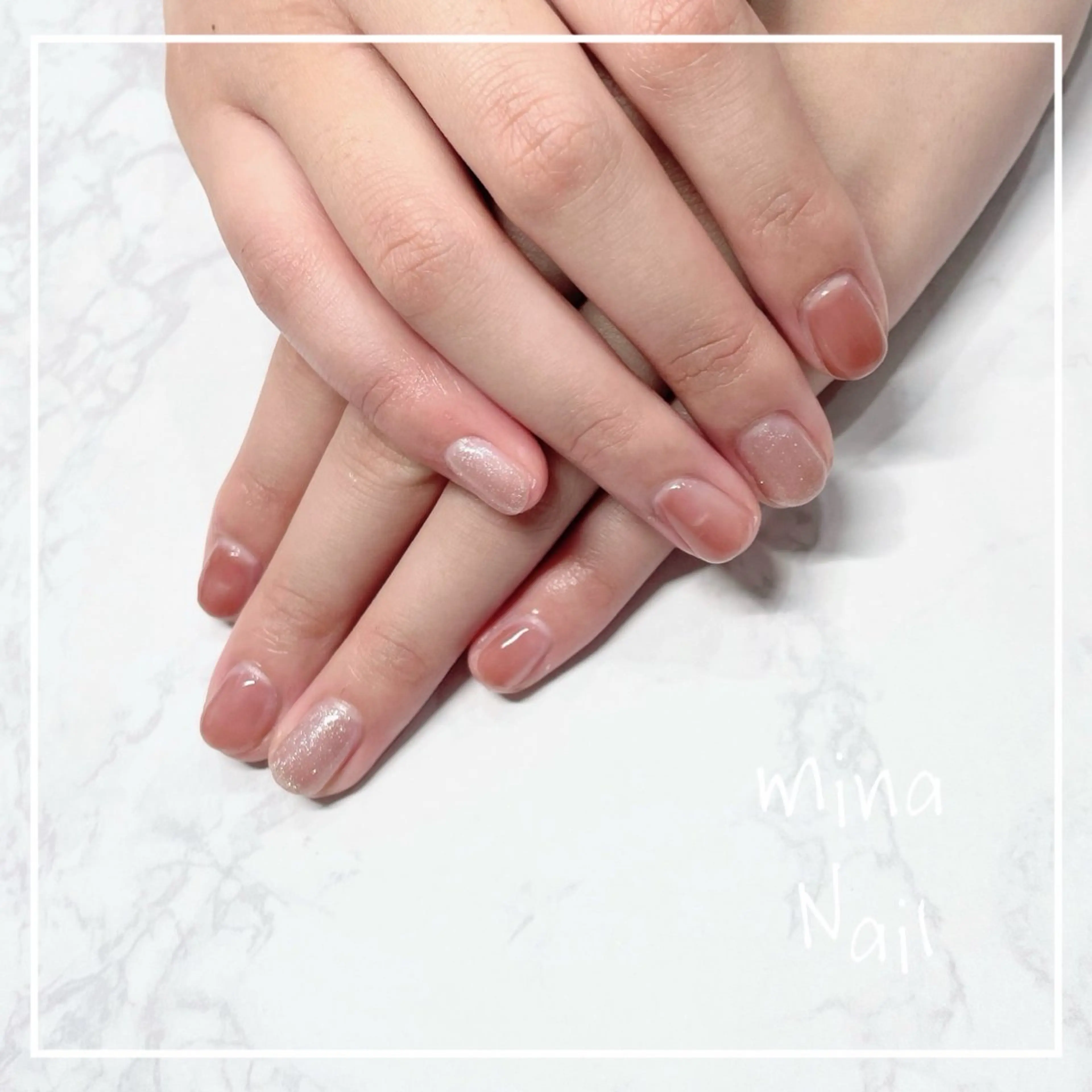 ネイル ラメ(グリッター) ピンク ピンクベージュ mina Nailのネイルデザイン