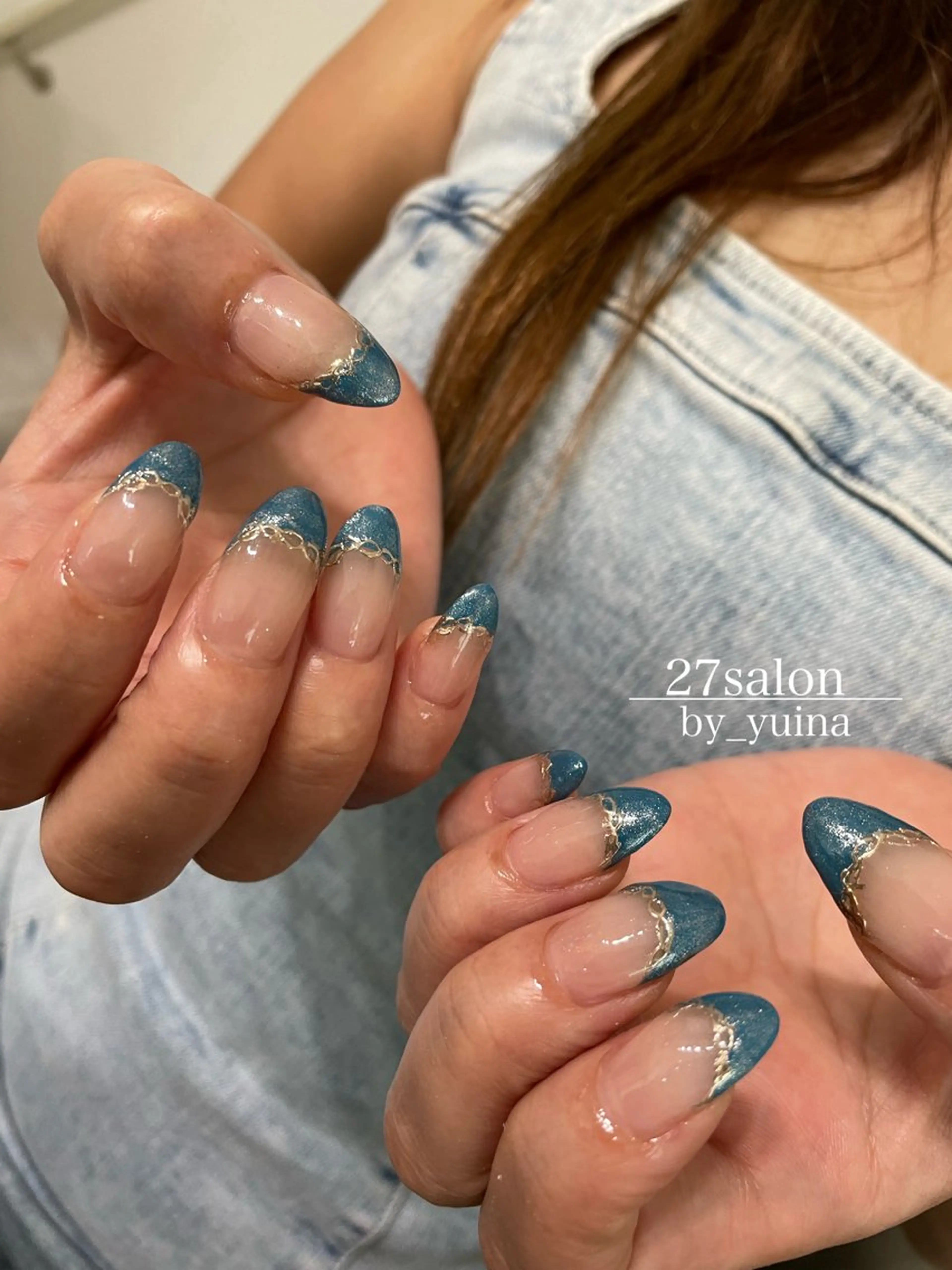 ネイル フレンチネイル マグネットネイル ハンドネイル 27salon yuinaのネイルデザイン