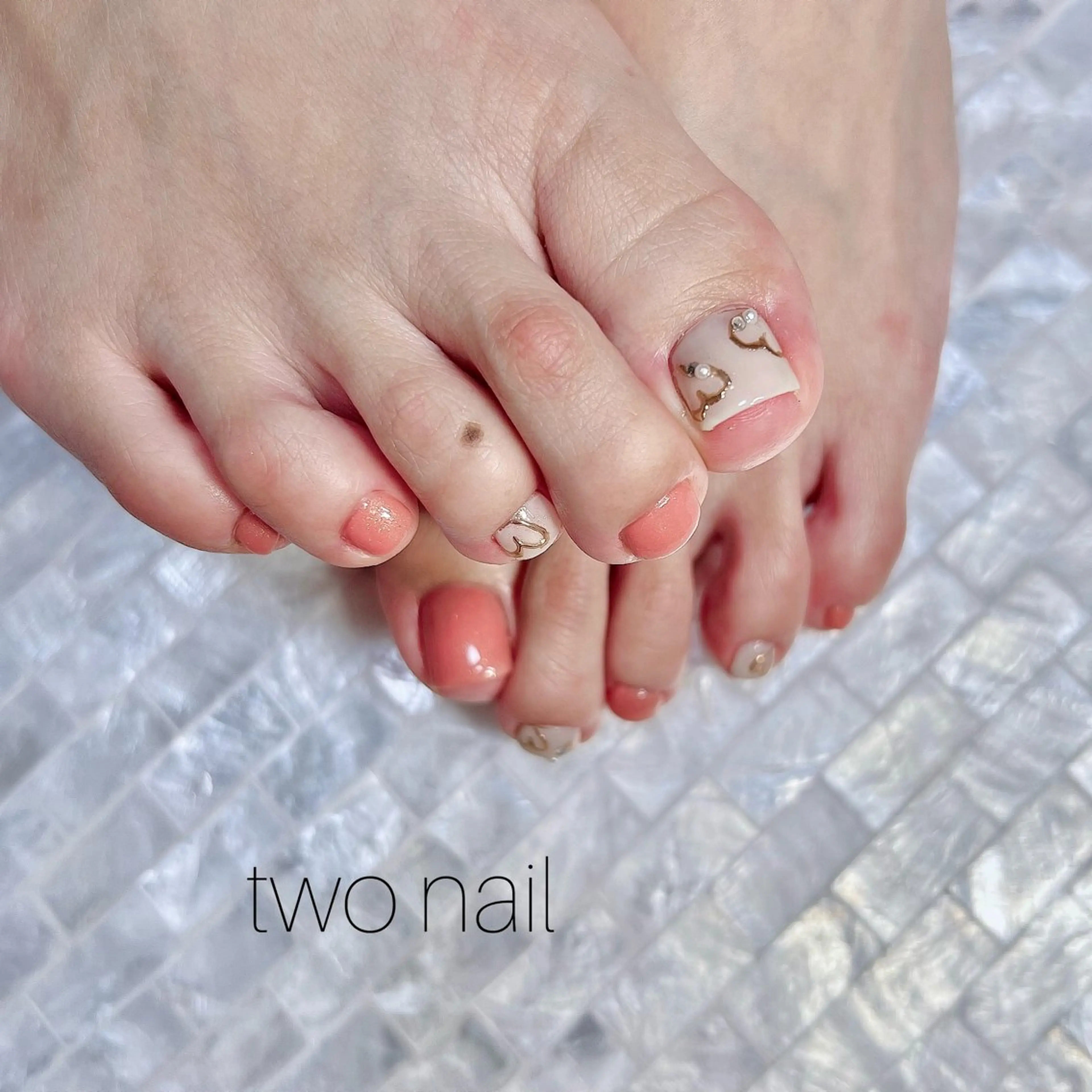 ネイル アートネイル ネイルチップ ホワイト フットネイル two nailのネイルデザイン