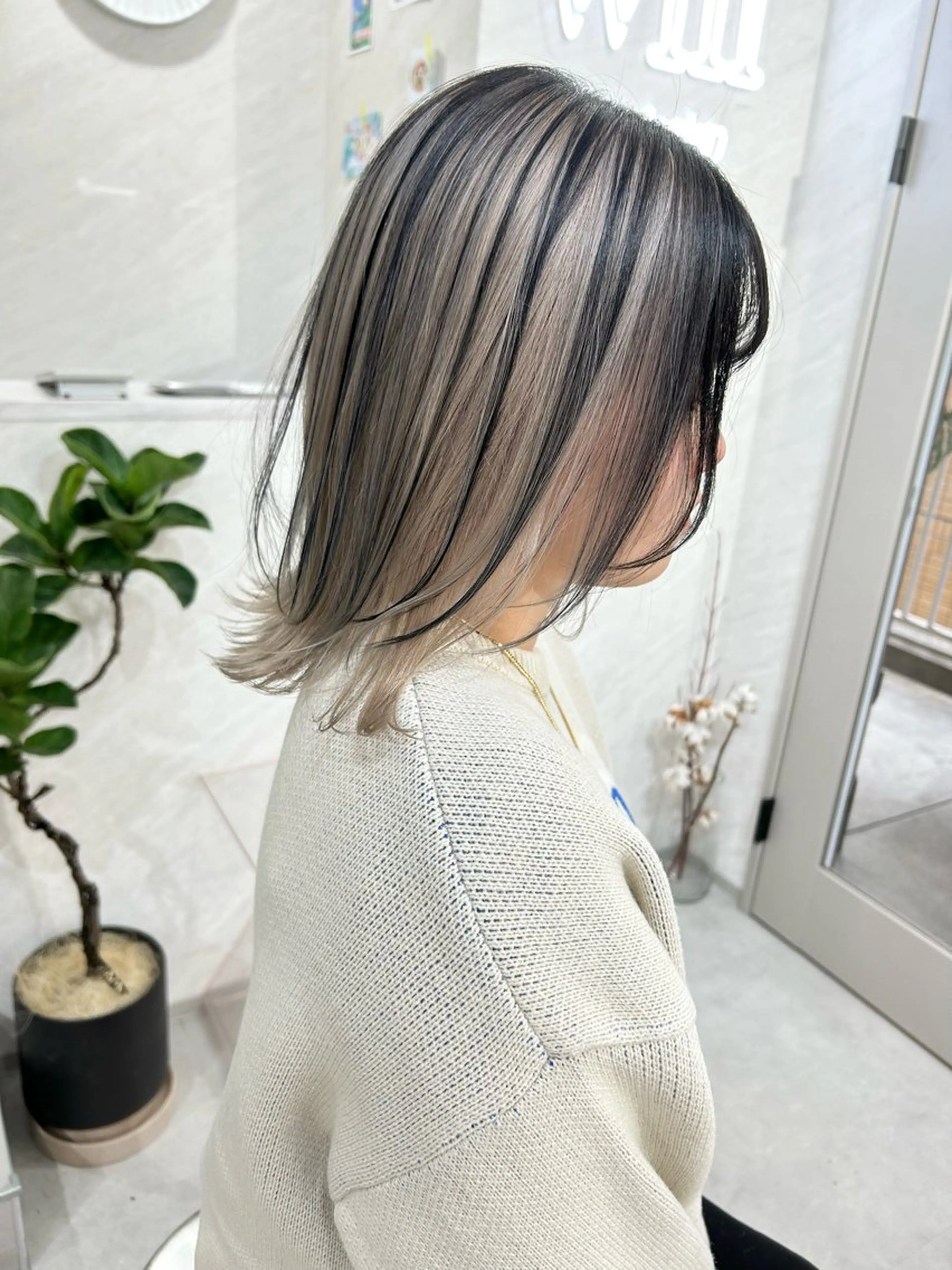 ミディアム カラー カット ヘアカラー 髪質改善will hairdesignのヘアスタイル