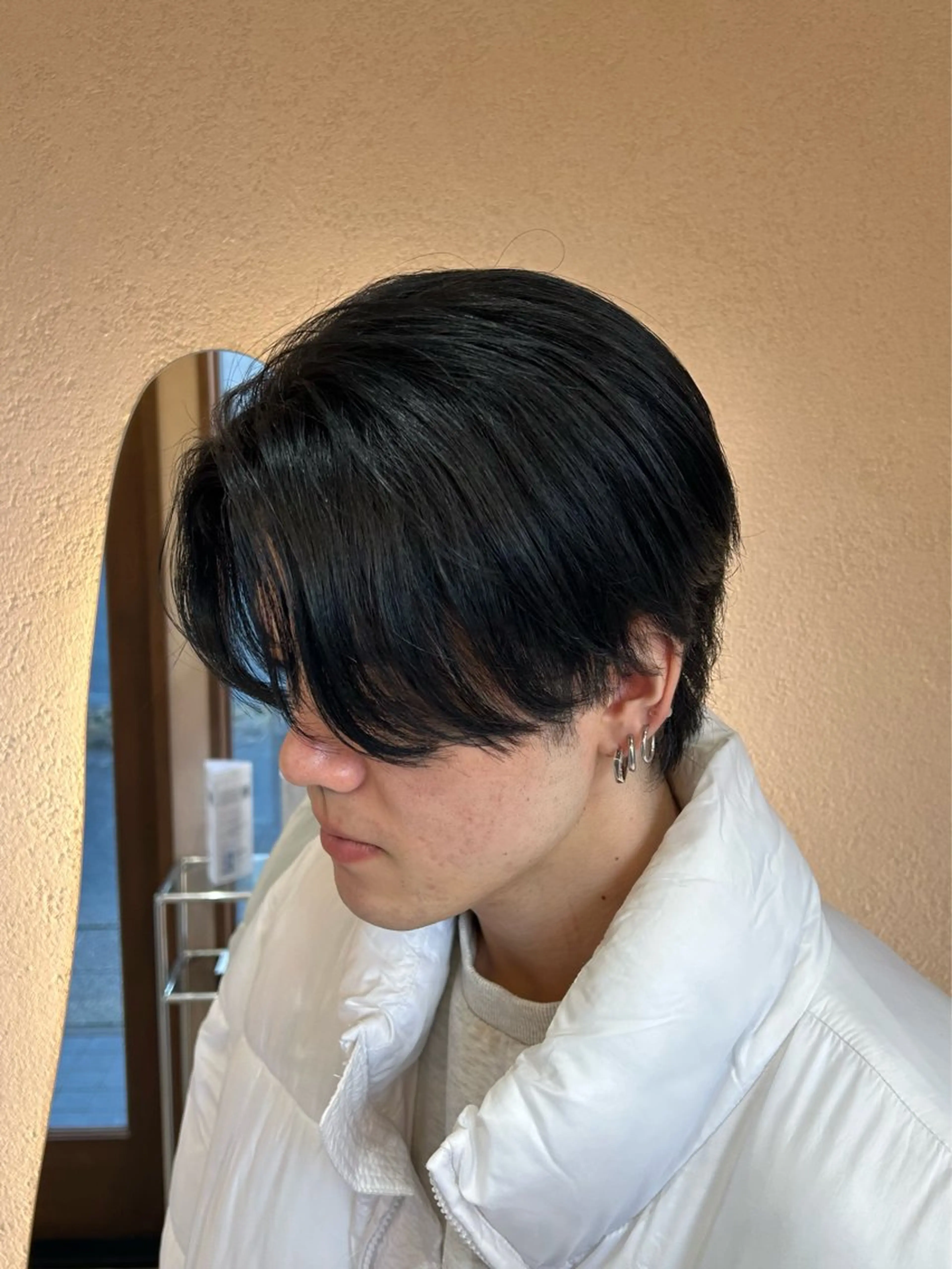 カラー メンズ センターパート 黒髪 ブルーカラー ブルーブラック 透明感カラー カット ヘアカラー レイヤー/艶髪カラー 🌷油科あい🌷のヘアスタイル