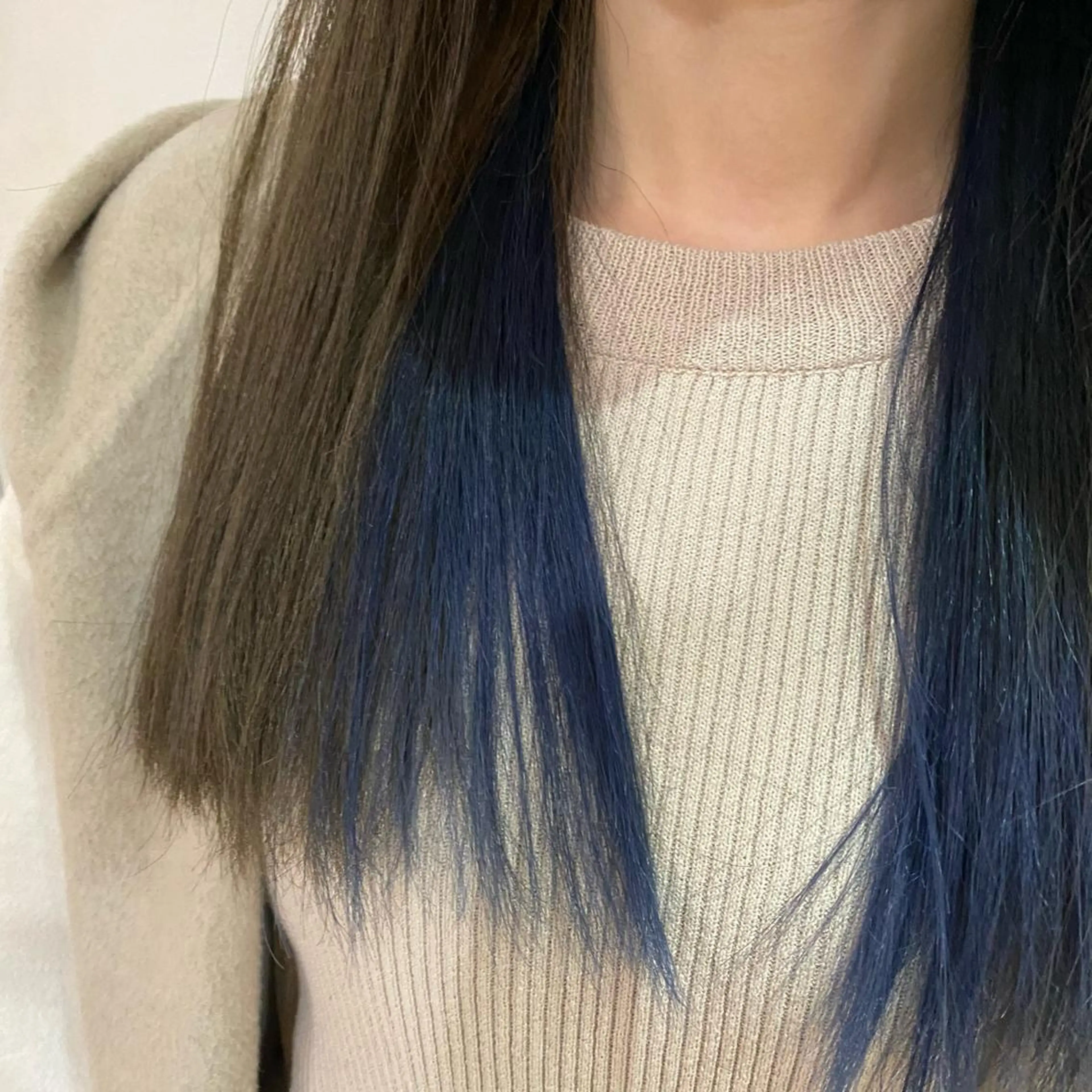 セミロング カラー ブルーカラー ブルージュ インナーカラー 💚 nao💚のヘアスタイル