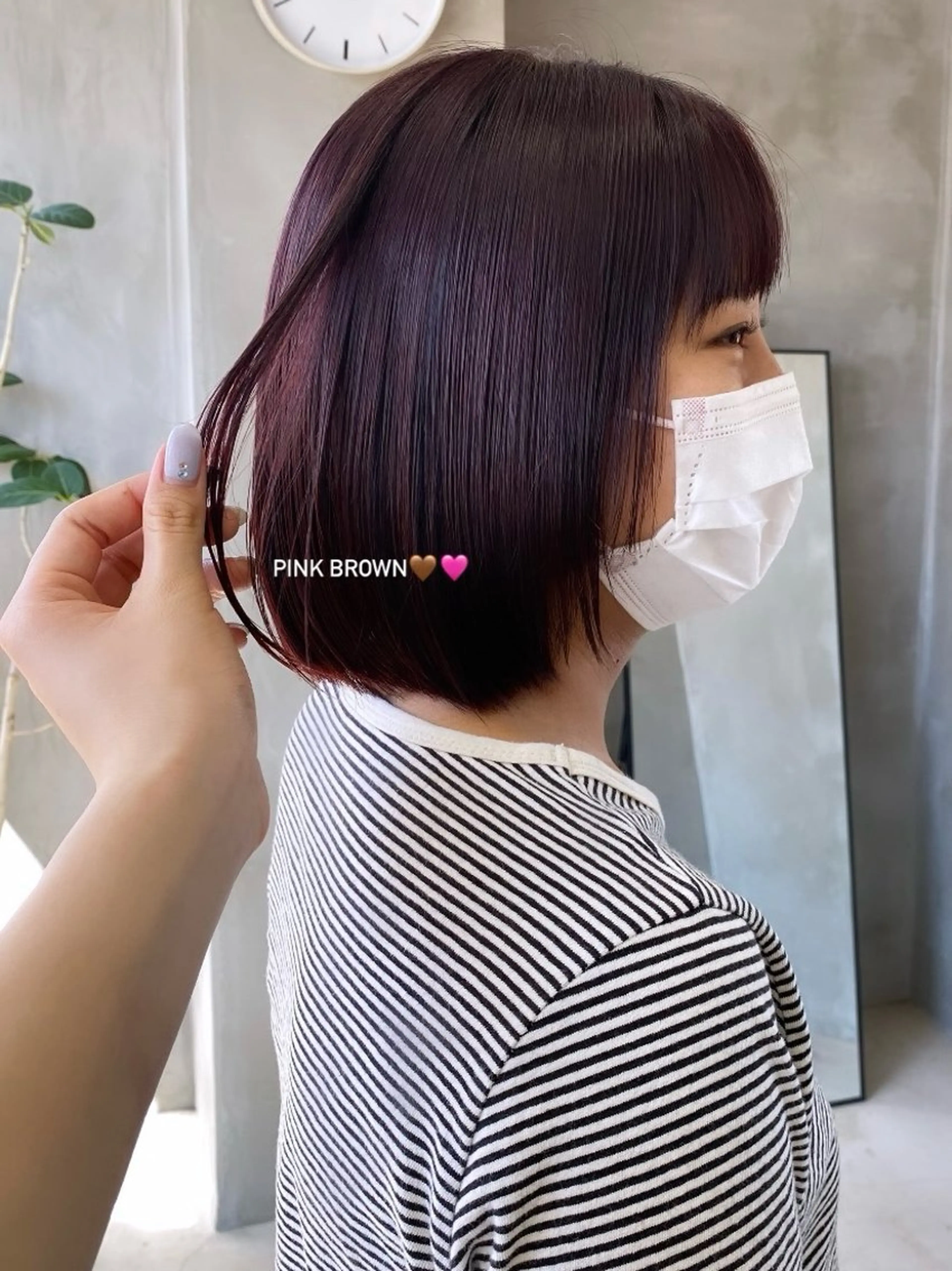 ロング カラー ブラウンカラー ピンクカラー ピンクブラウン 谷口 瑠愛のヘアスタイル