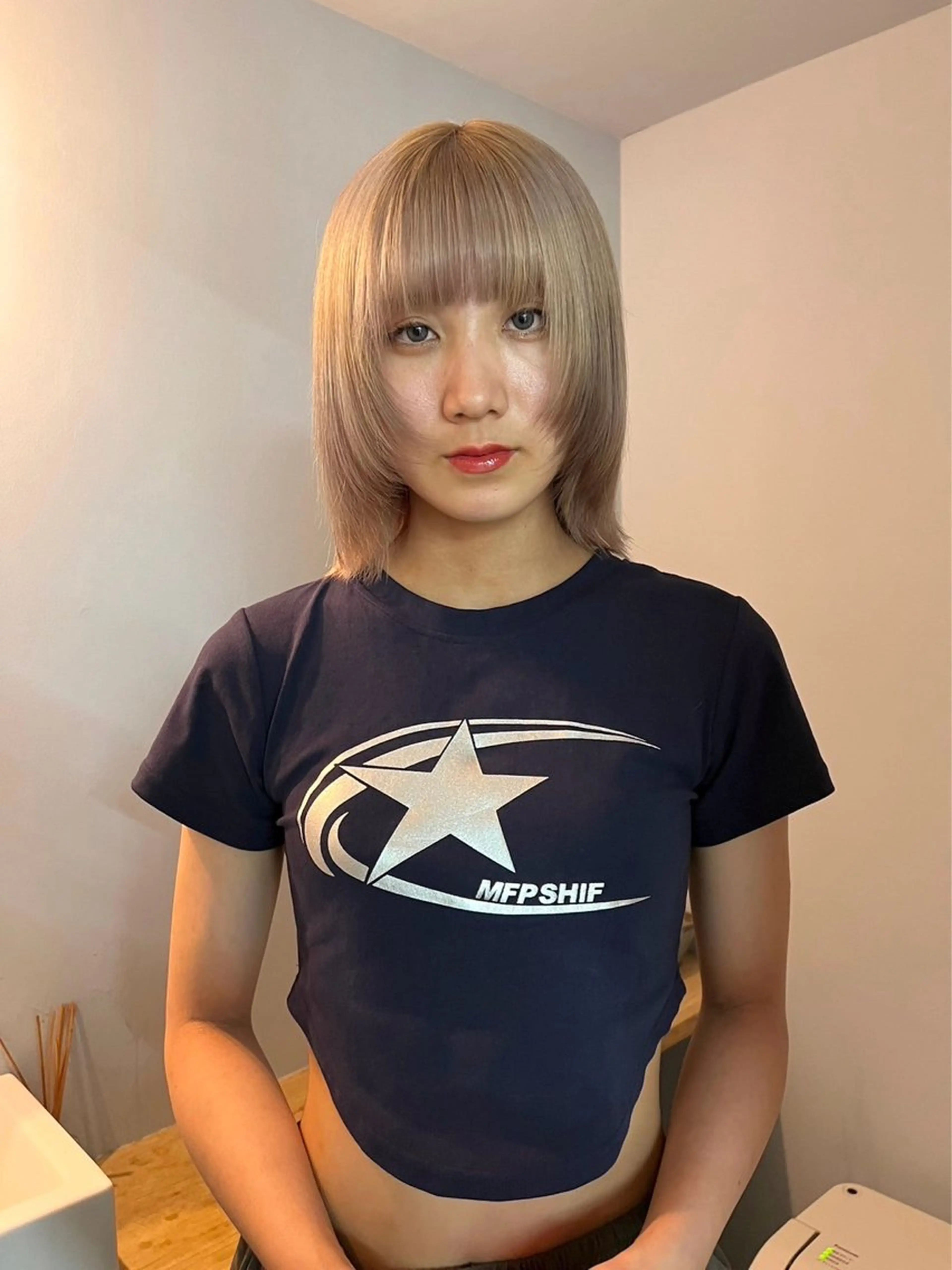 ミディアム カラー ヘアカラー トリートメント カットモデル/ ハイトーン/ゆうあのヘアスタイル