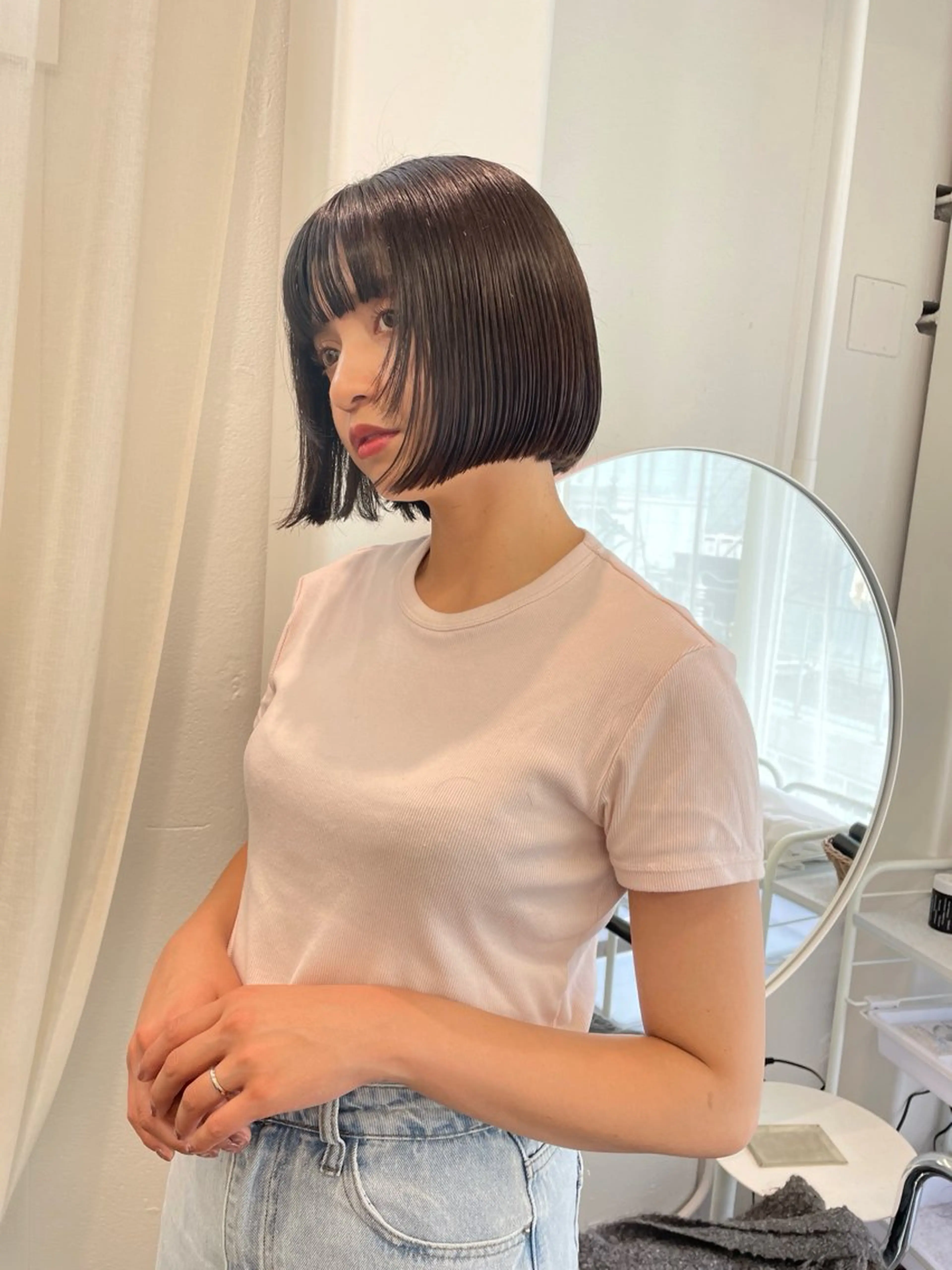 ショート カラー オリーブカラー ボブ レイヤーカット カット ヘアカラー トリートメント レイヤーカット🎀 kanaのヘアスタイル