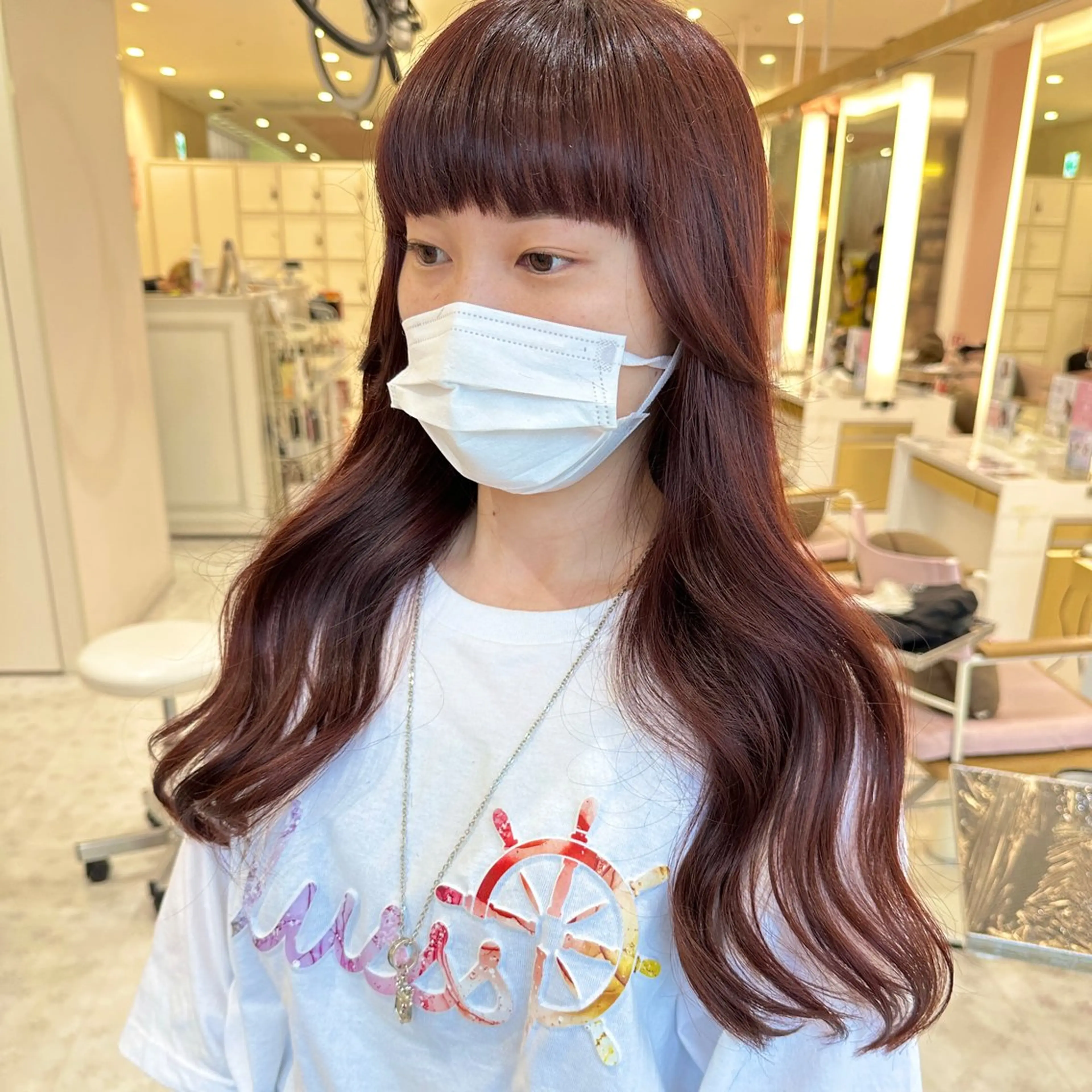 ロング カラー ブラウンカラー レッドカラー レッドブラウン カット ヘアカラー トリートメント レイヤーカット/ ハイトーンchimiのヘアスタイル