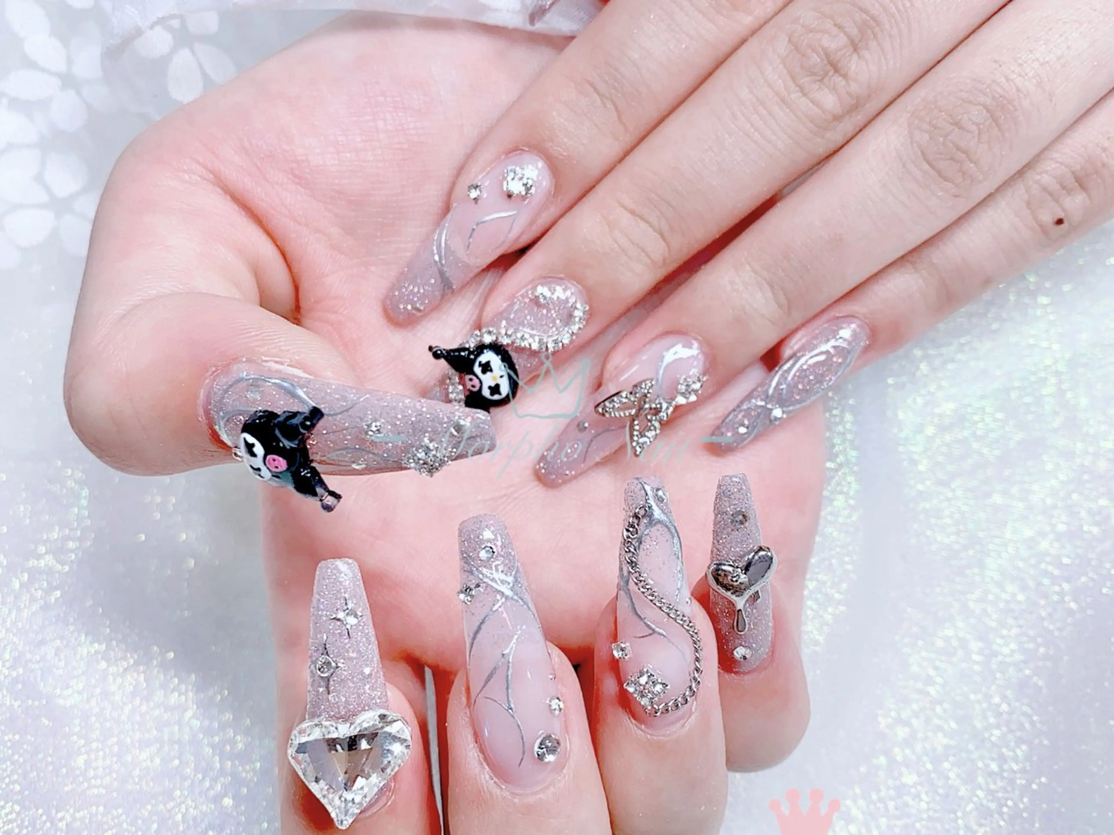 ネイル 長さ出し ジェルネイル キラキラネイル 大理石ネイル(マーブル) ニュアンスネイル ハンドネイル Morpho nailのネイルデザイン